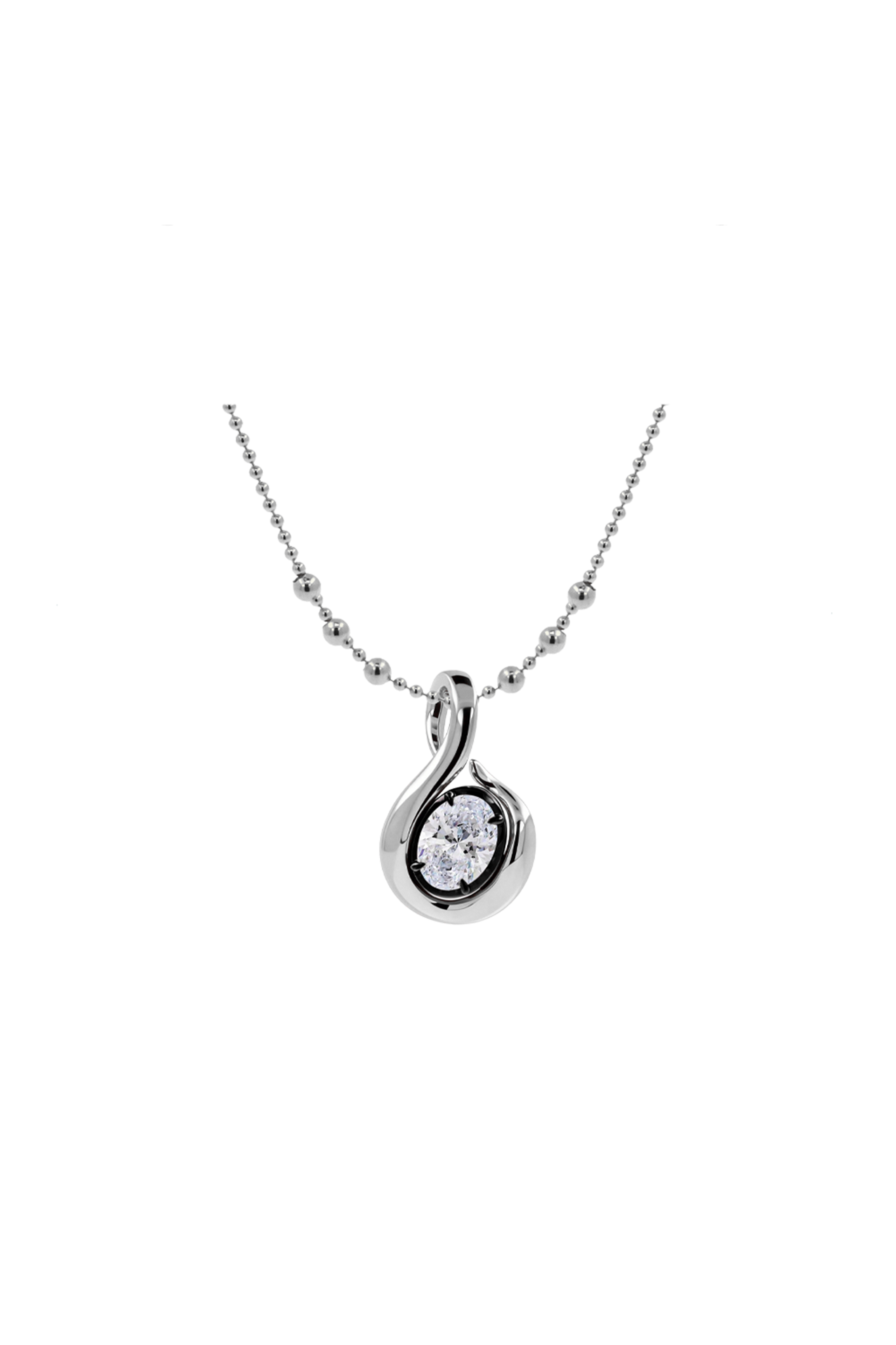 "MFE" Two-Tone Silver Quaver Diamond Pendant Necklace