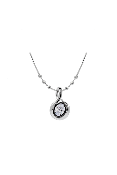 "MFE" Two-Tone Silver Quaver Diamond Pendant Necklace