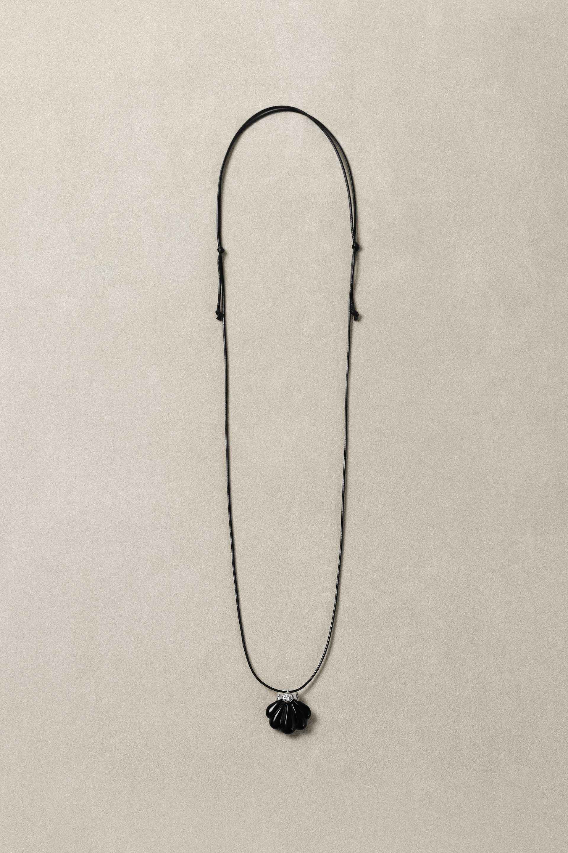 "Siren" Diamond Onyx Nautilus Silver Pendant
