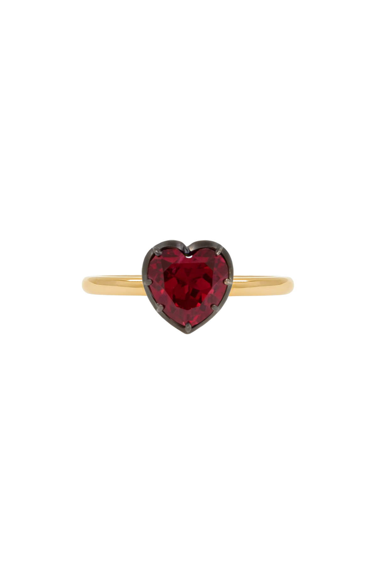 “Regency” Two-Tone Heart-shaped Ruby Rose-Back Ring