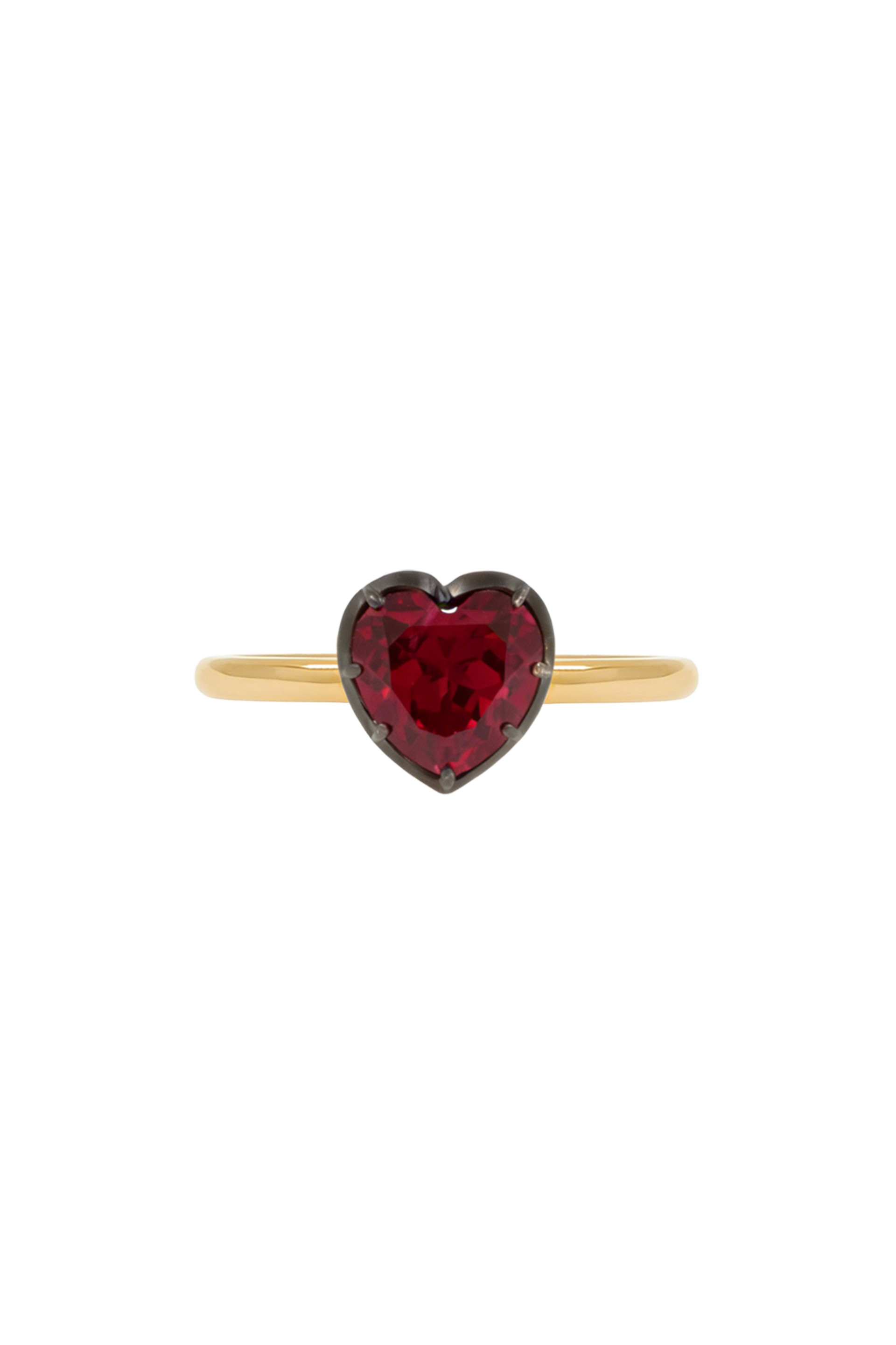 “Regency” Two-Tone Heart-shaped Ruby Rose-Back Ring