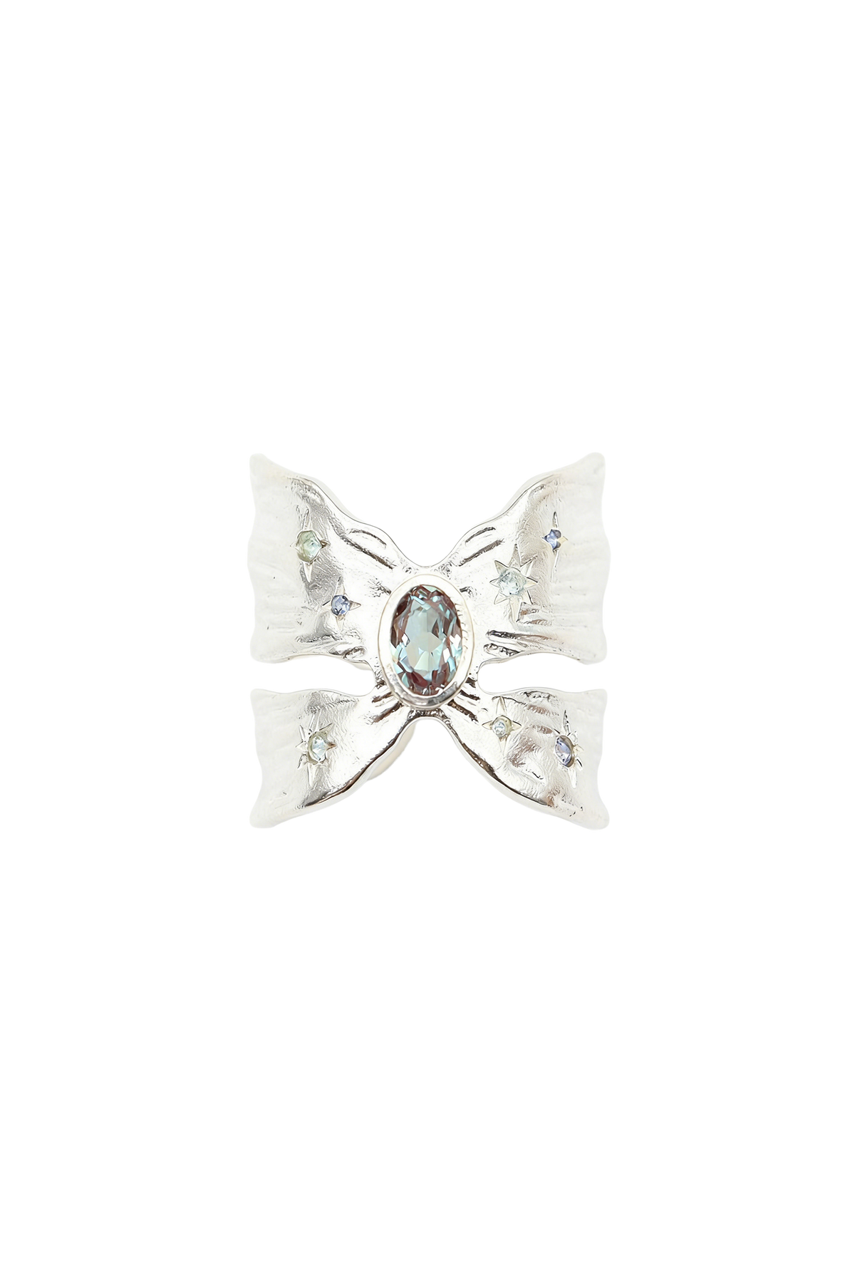 “Wings” Alexandrite Hammered Silver Ring
