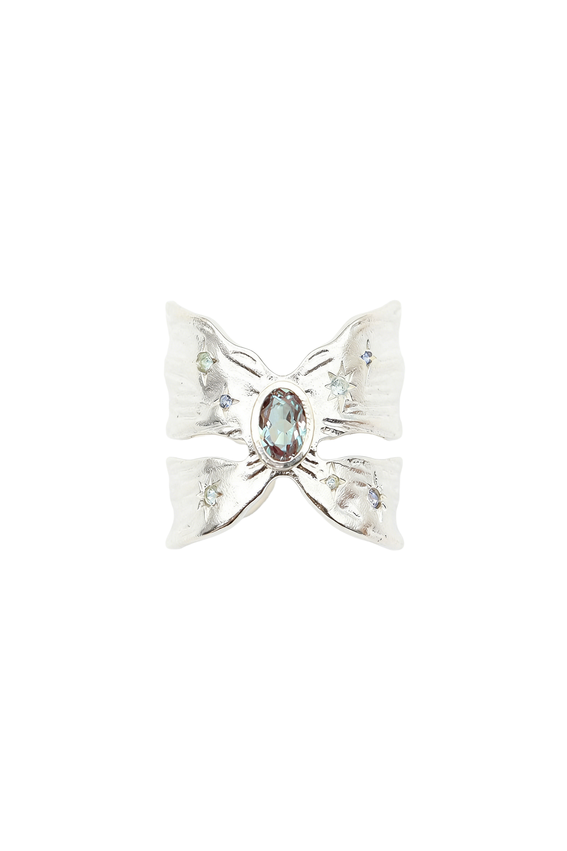 “Wings” Alexandrite Hammered Silver Ring