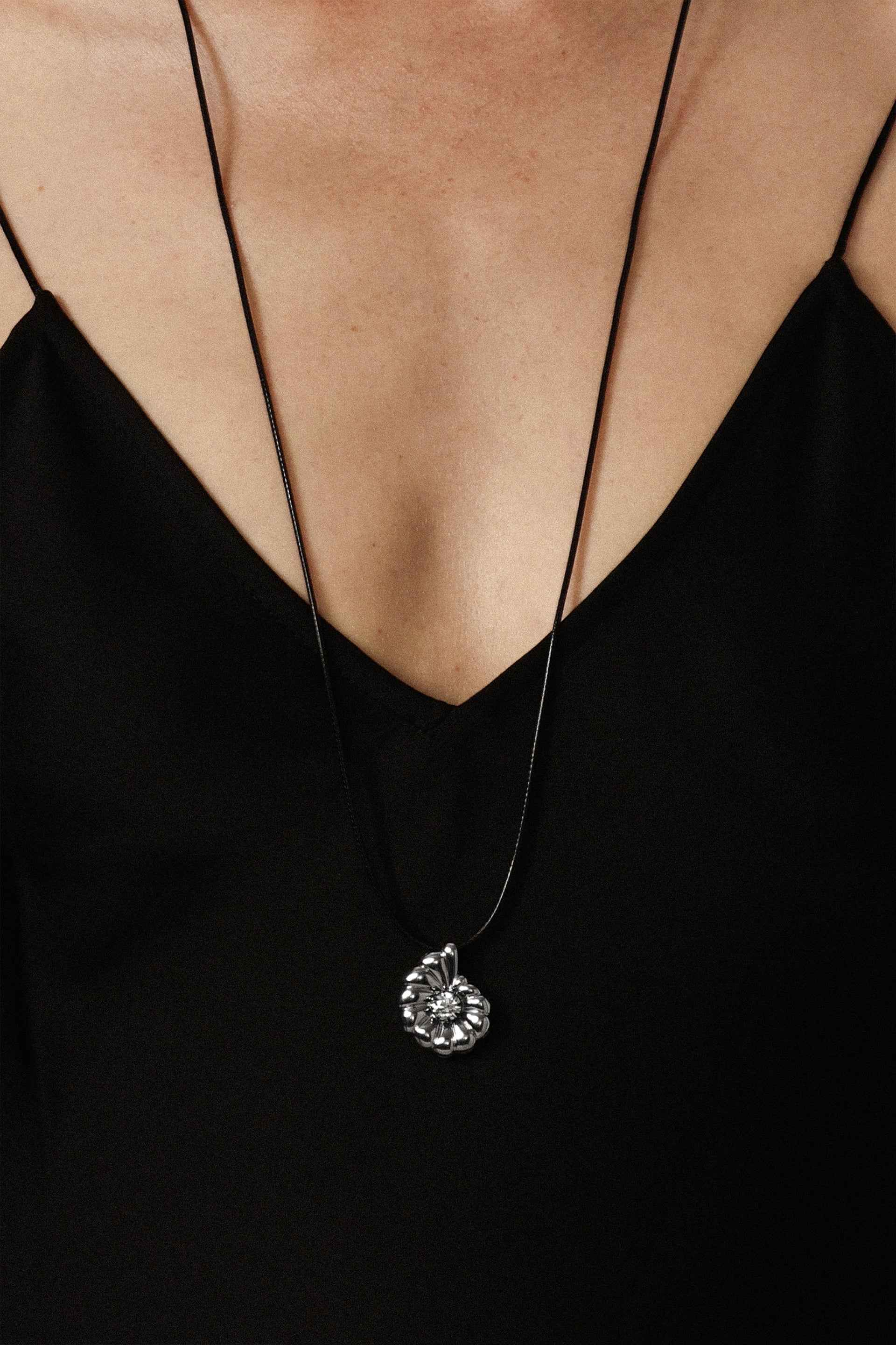 "Siren" Two-Tone Silver Nautilus Diamond Pendant