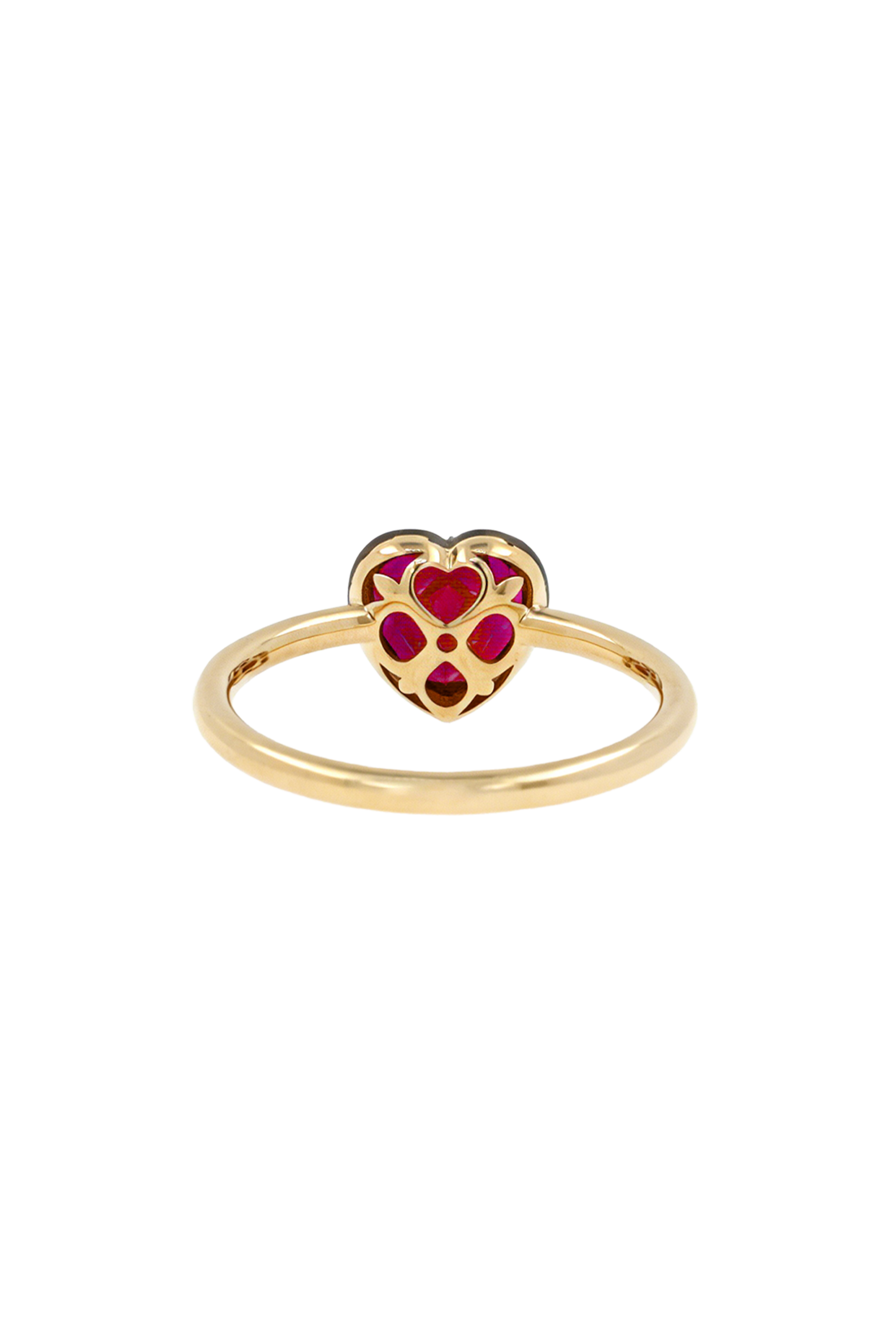 “Regency” Two-Tone Heart-shaped Ruby Rose-Back Ring