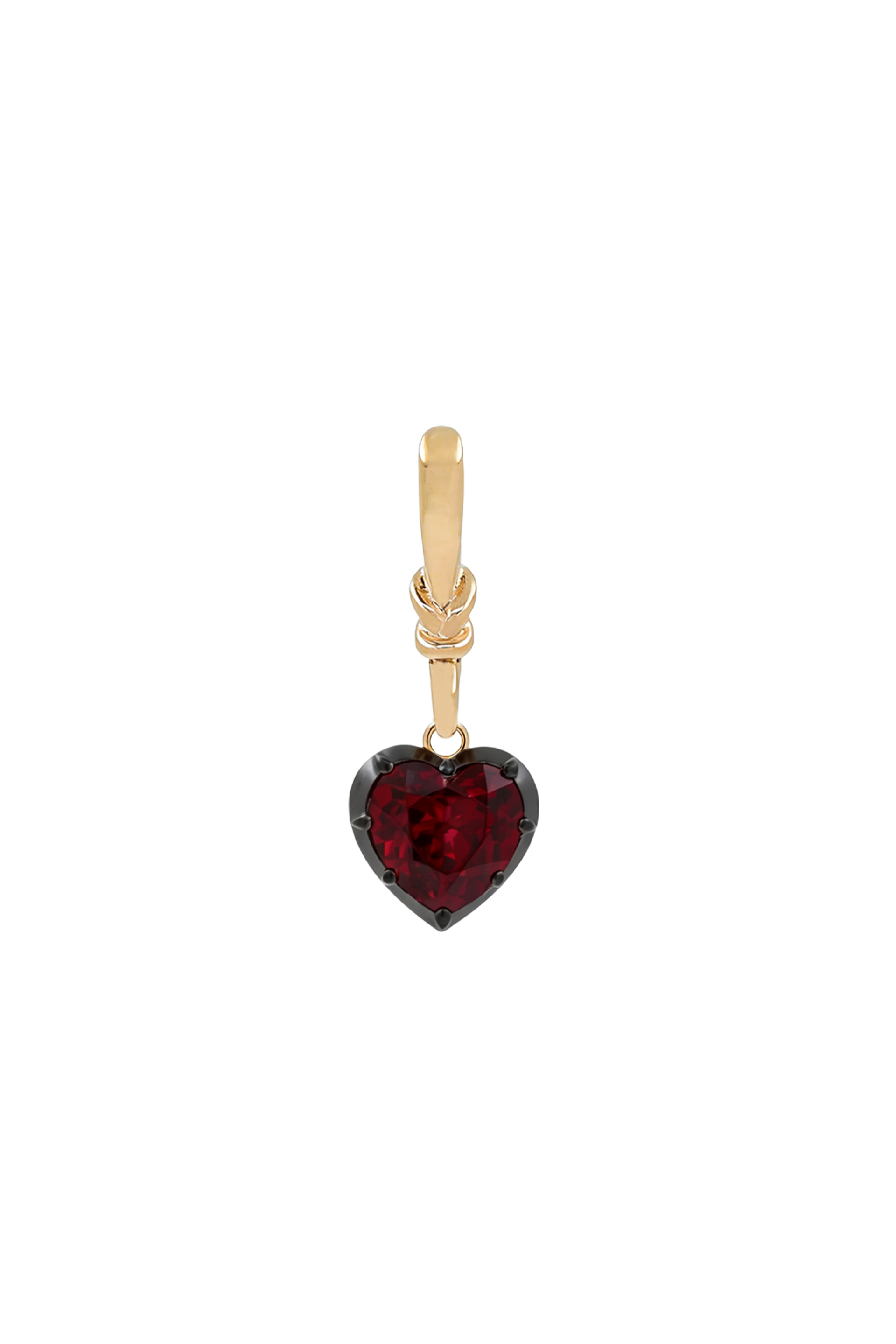 "Silk" Rose-Back Ruby Heart Earrings