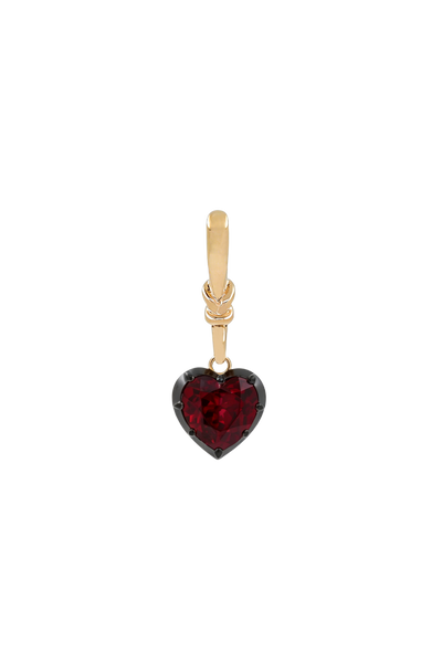 "Silk" Rose-Back Ruby Heart Earrings
