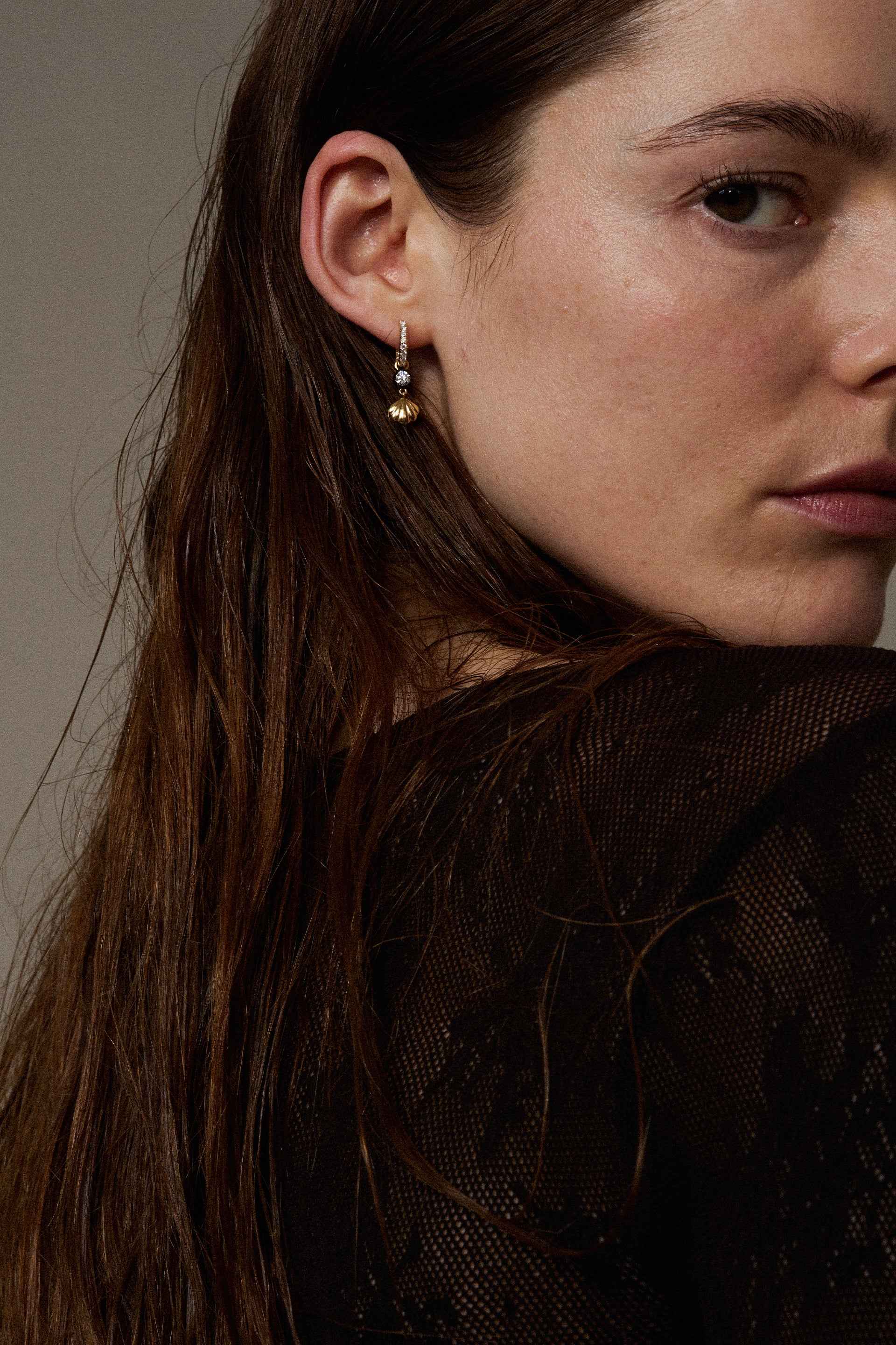 "Siren" Two-Tone Diamond Cockle Earrings