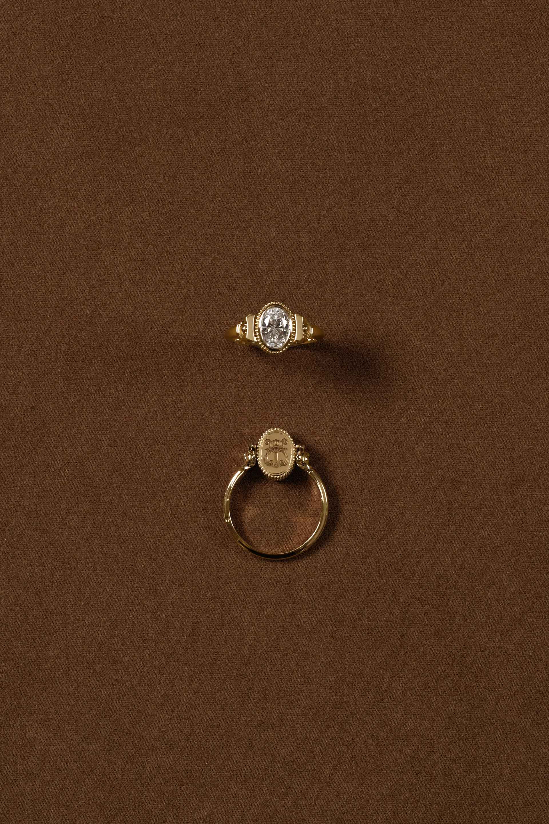 “Regency” Diamond Petite Duality Signet Ring