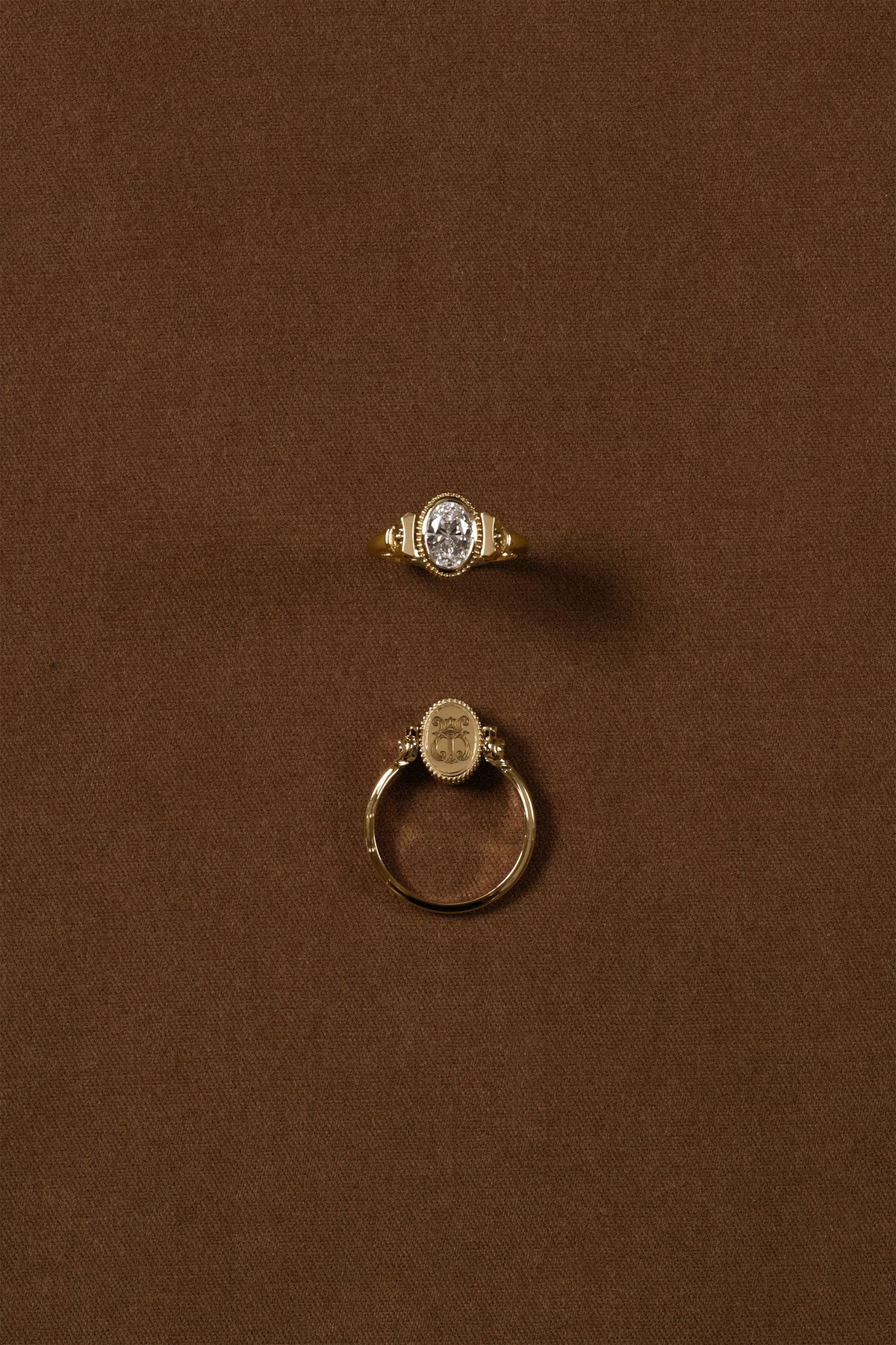 “Regency” Diamond Petite Duality Signet Ring