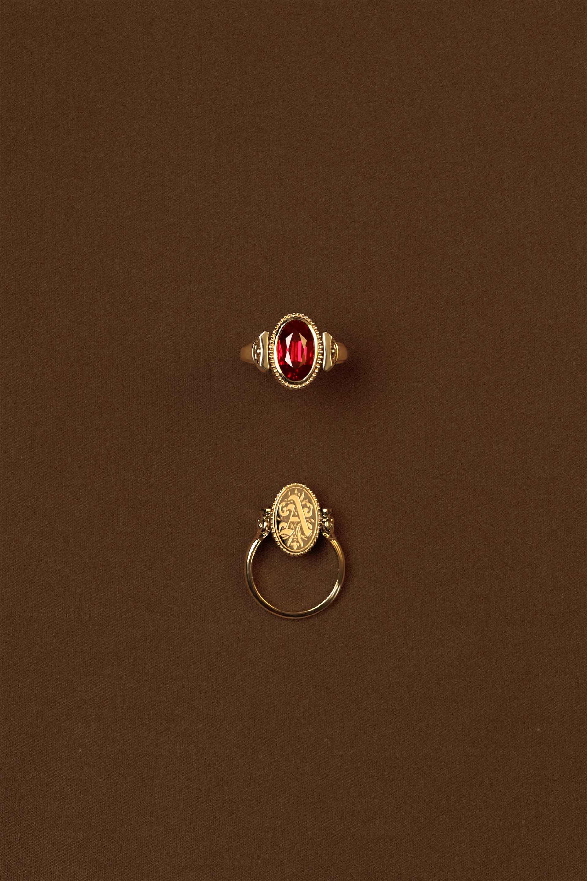 “Regency” Ruby Classic Duality Signet Ring