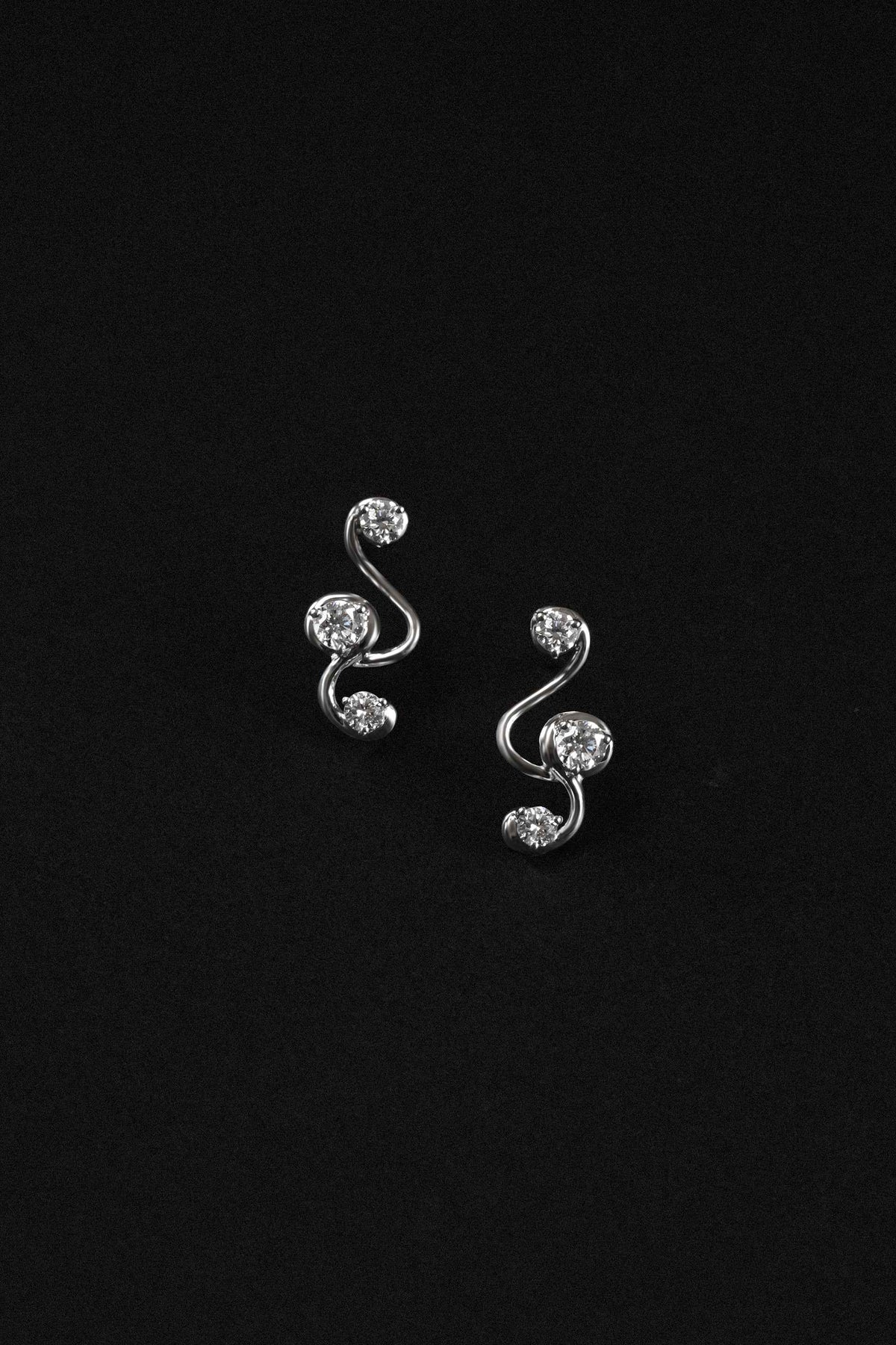 "MFE" Petite Silver Treble Diamond Earrings
