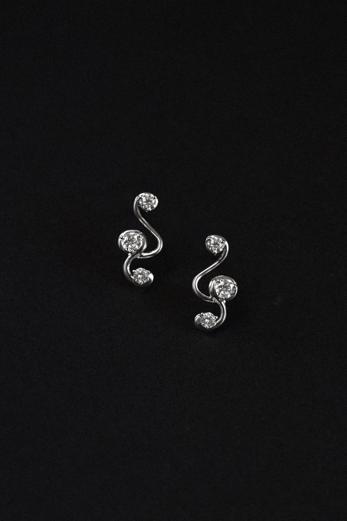 "MFE" Petite Silver Treble Diamond Earrings