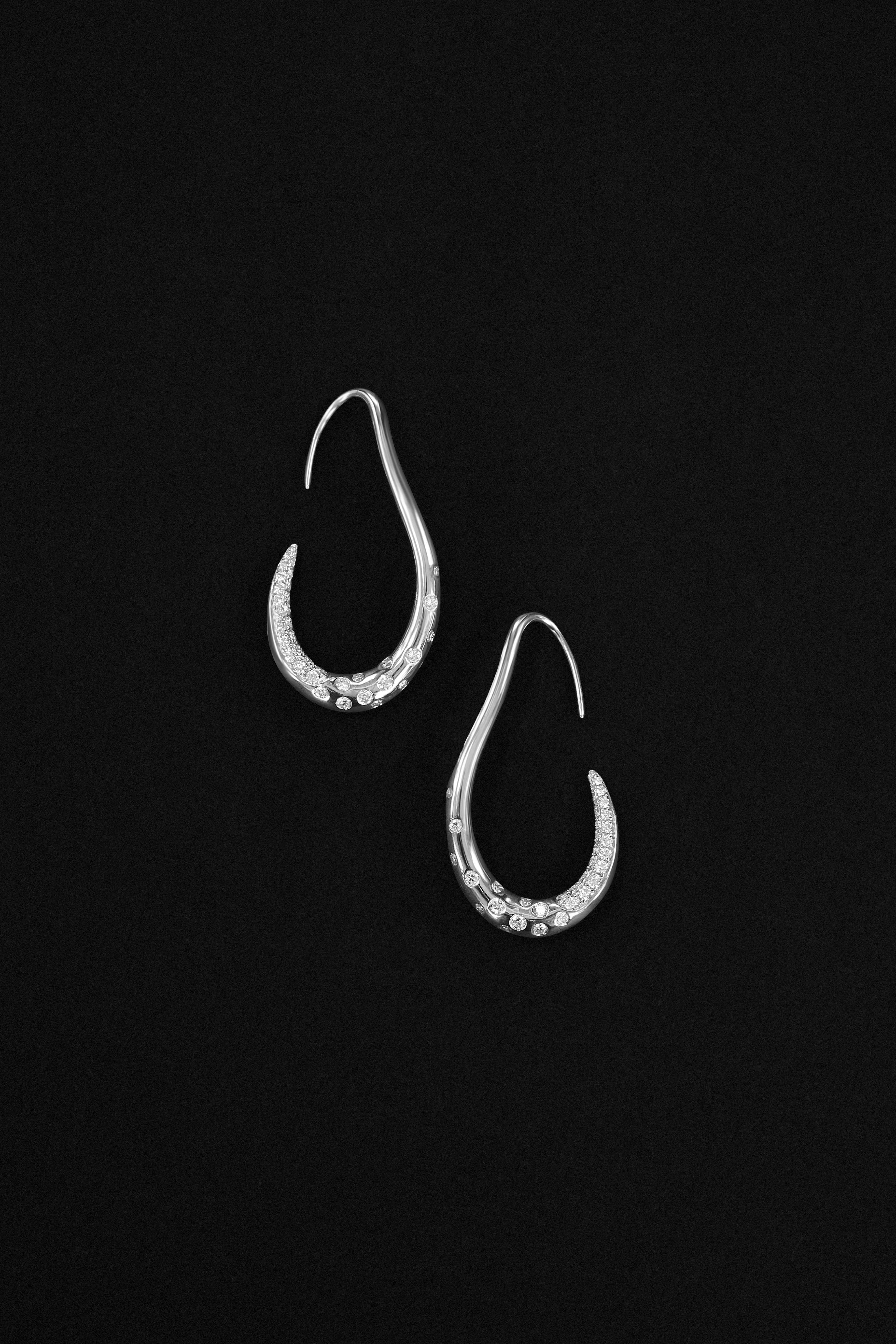 "Siren" Silver Pavé Beckon Diamond Earrings