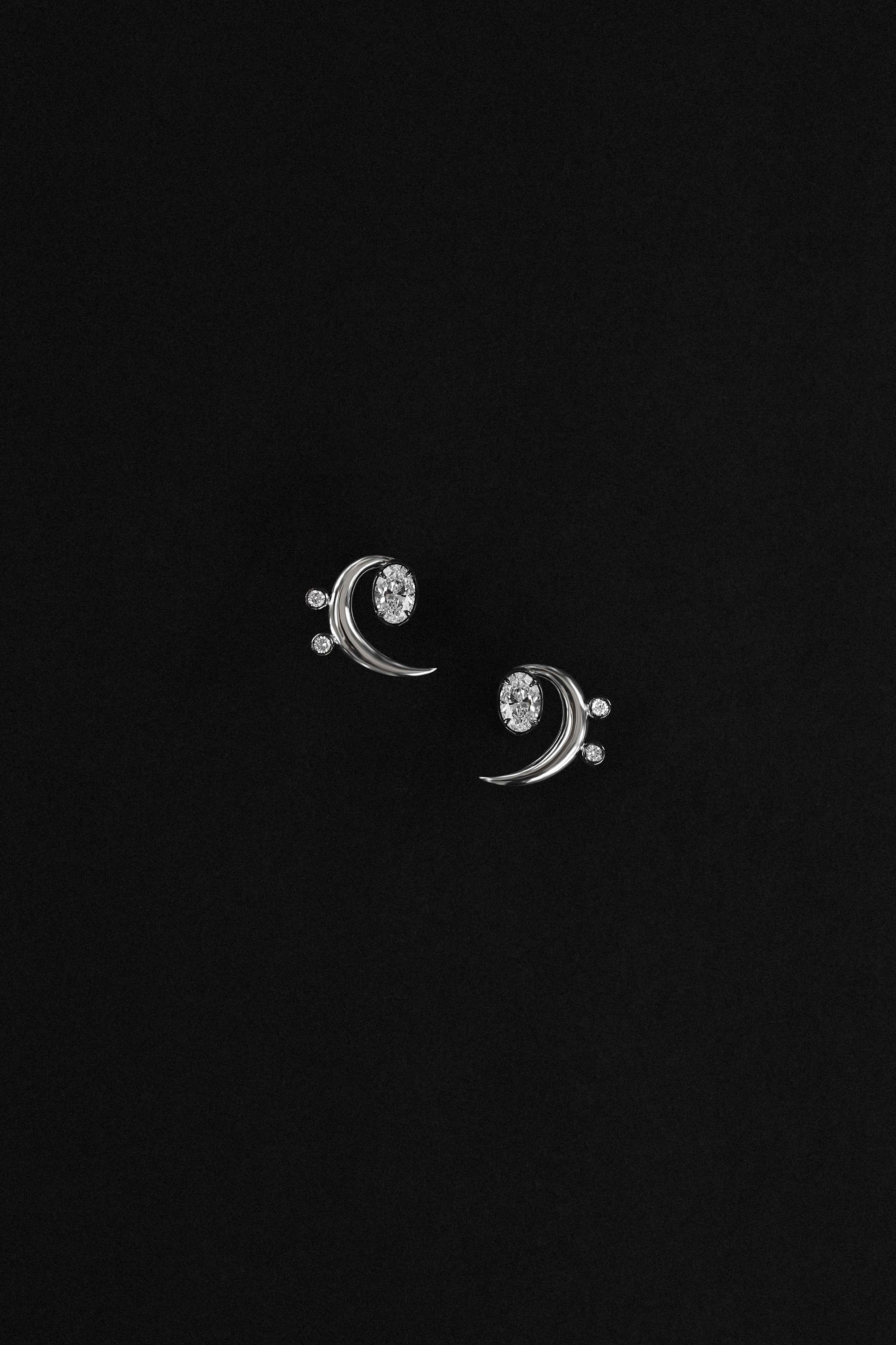 "MFE" Two-Tone Silver Bass Diamond Earrings