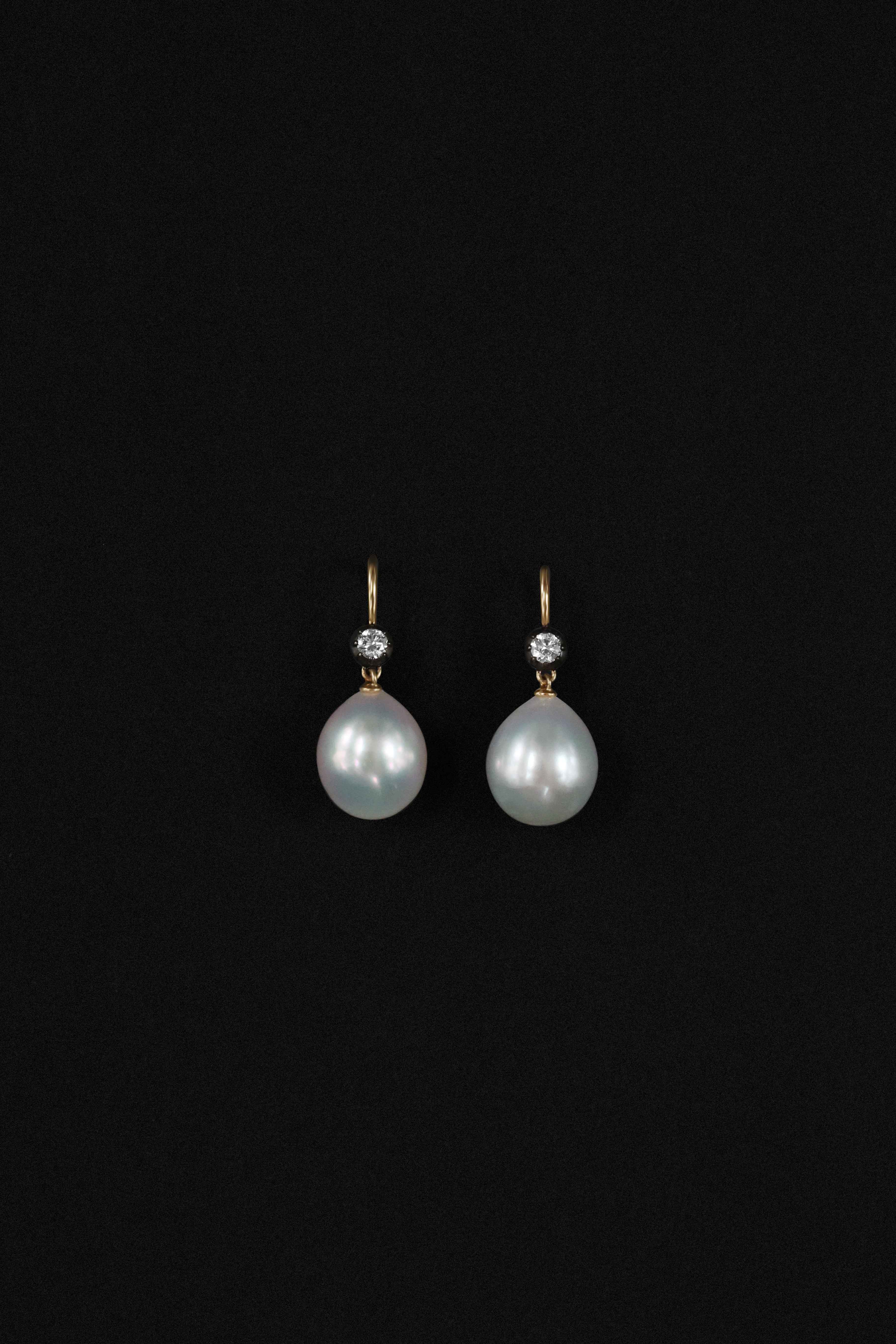 "Siren" Baroque Pearl & Diamond Earrings