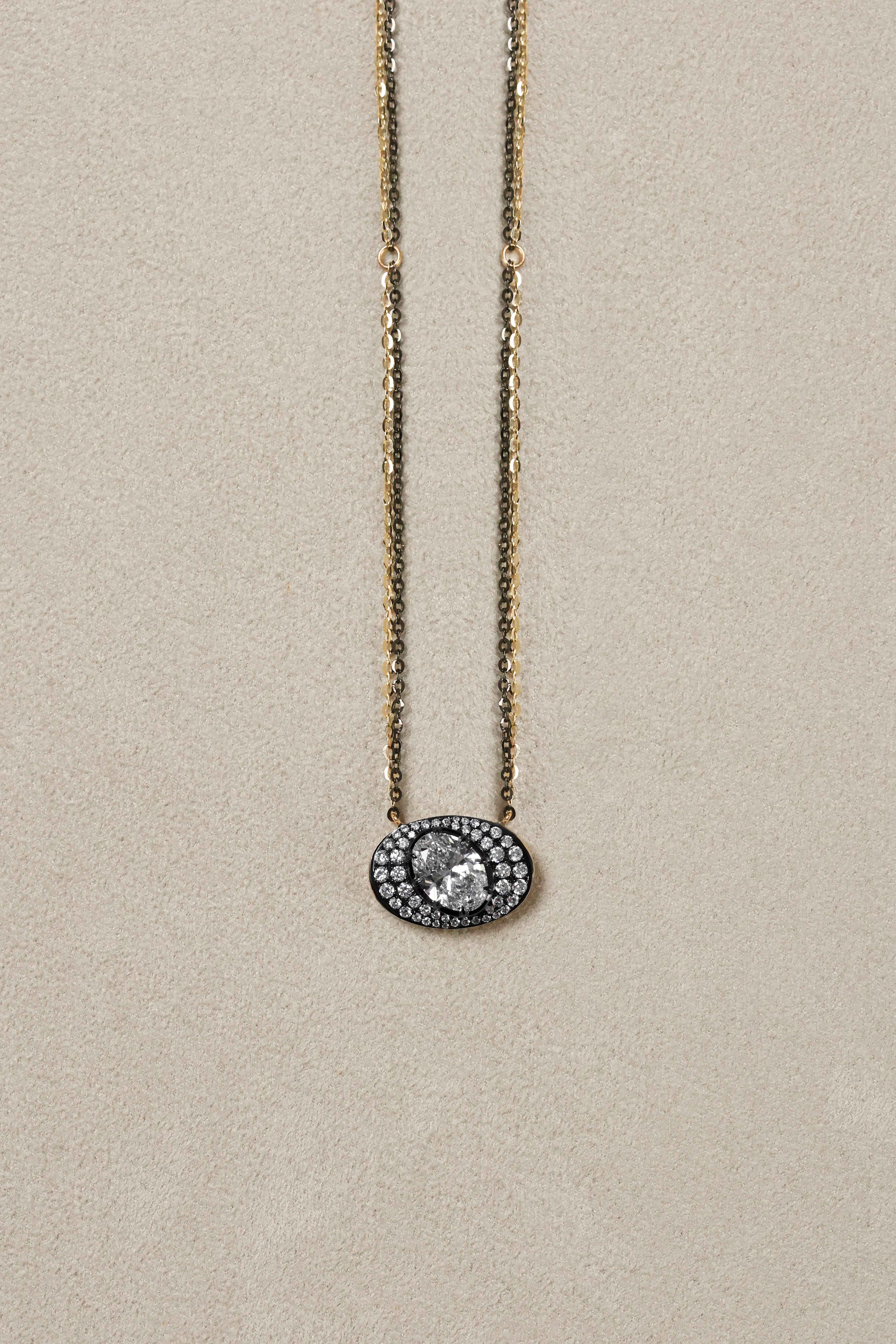 “MFE" Grande Two-Tone Double Chained Ronde Diamond Necklace