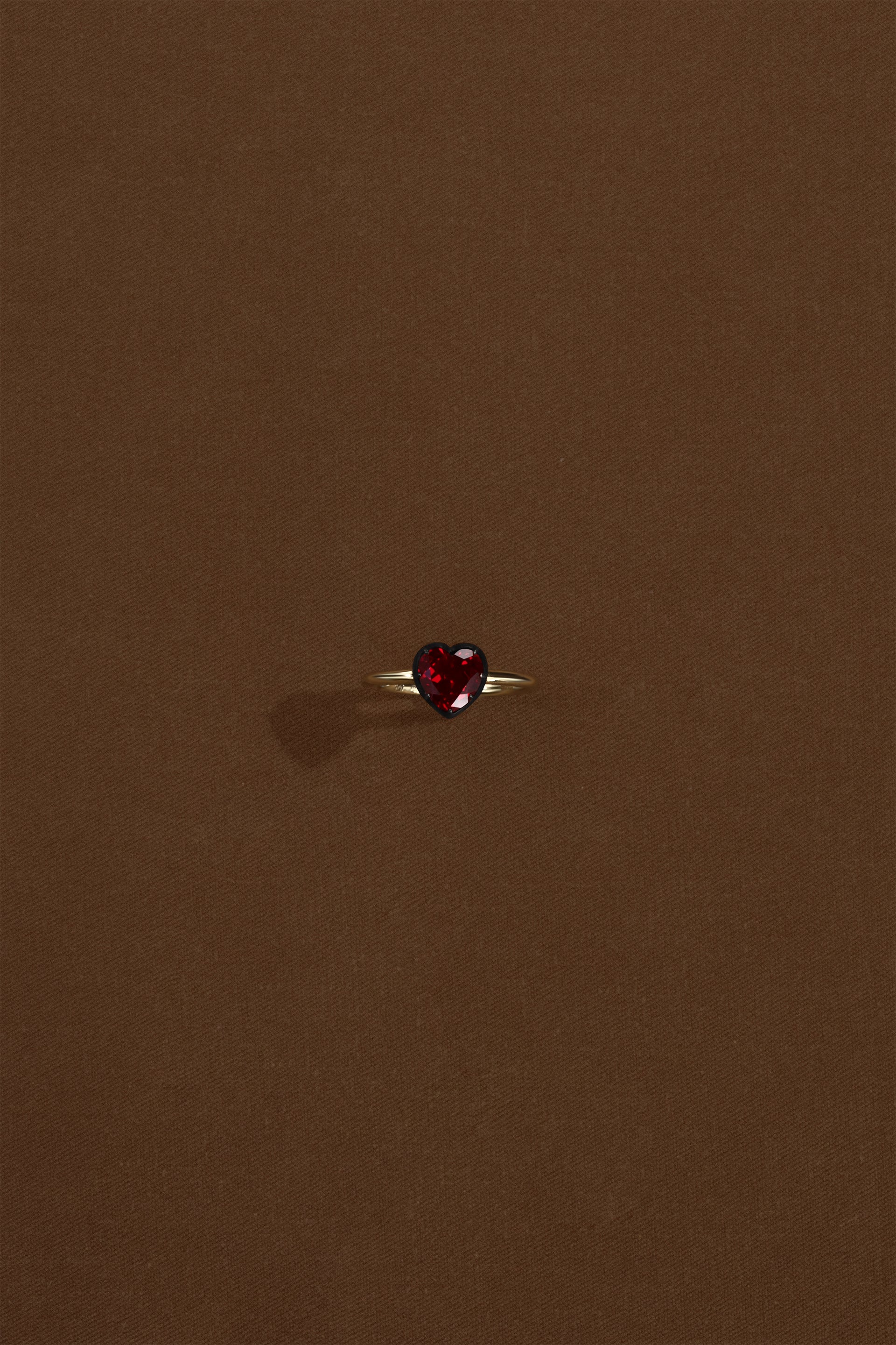 “Regency” Two-Tone Heart Ruby Rose-Back Ring