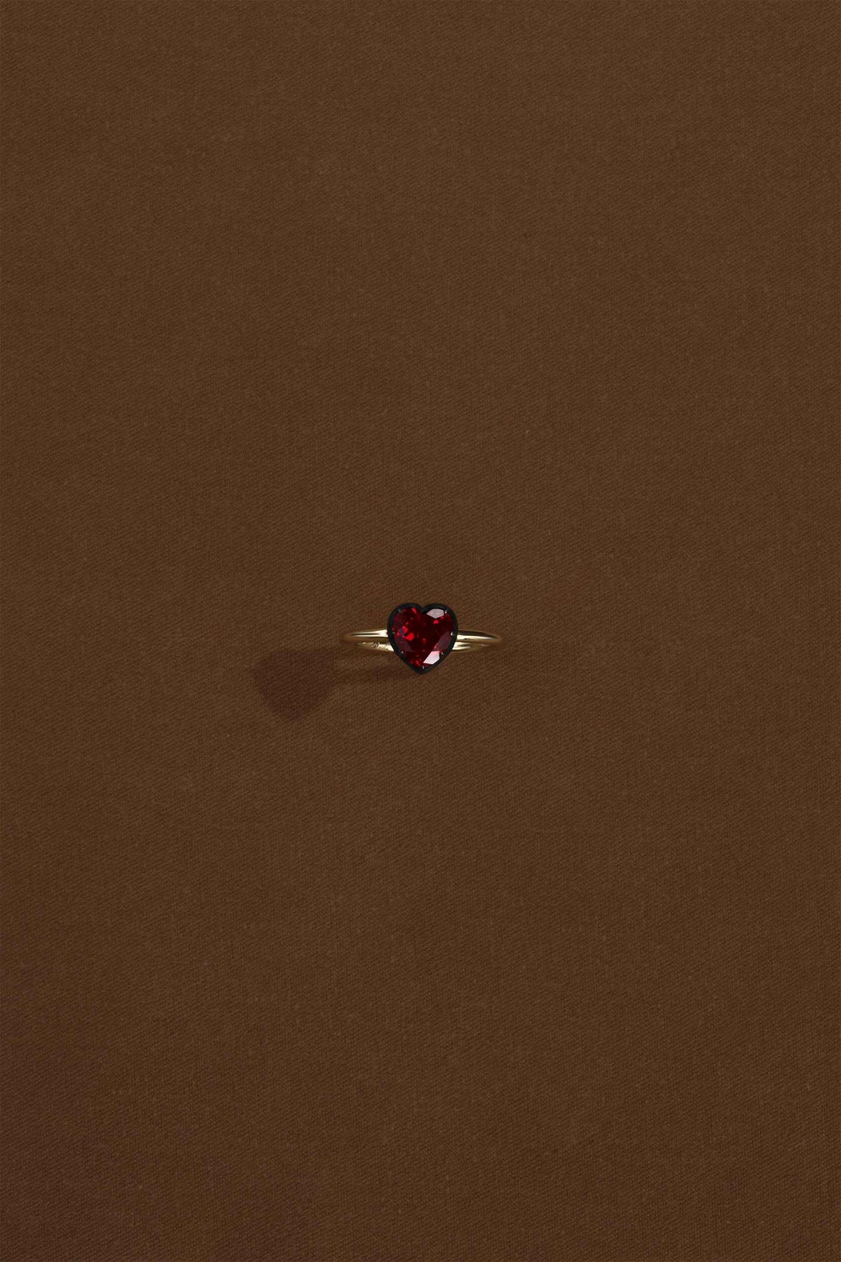 “Regency” Two-Tone Heart-shaped Ruby Rose-Back Ring