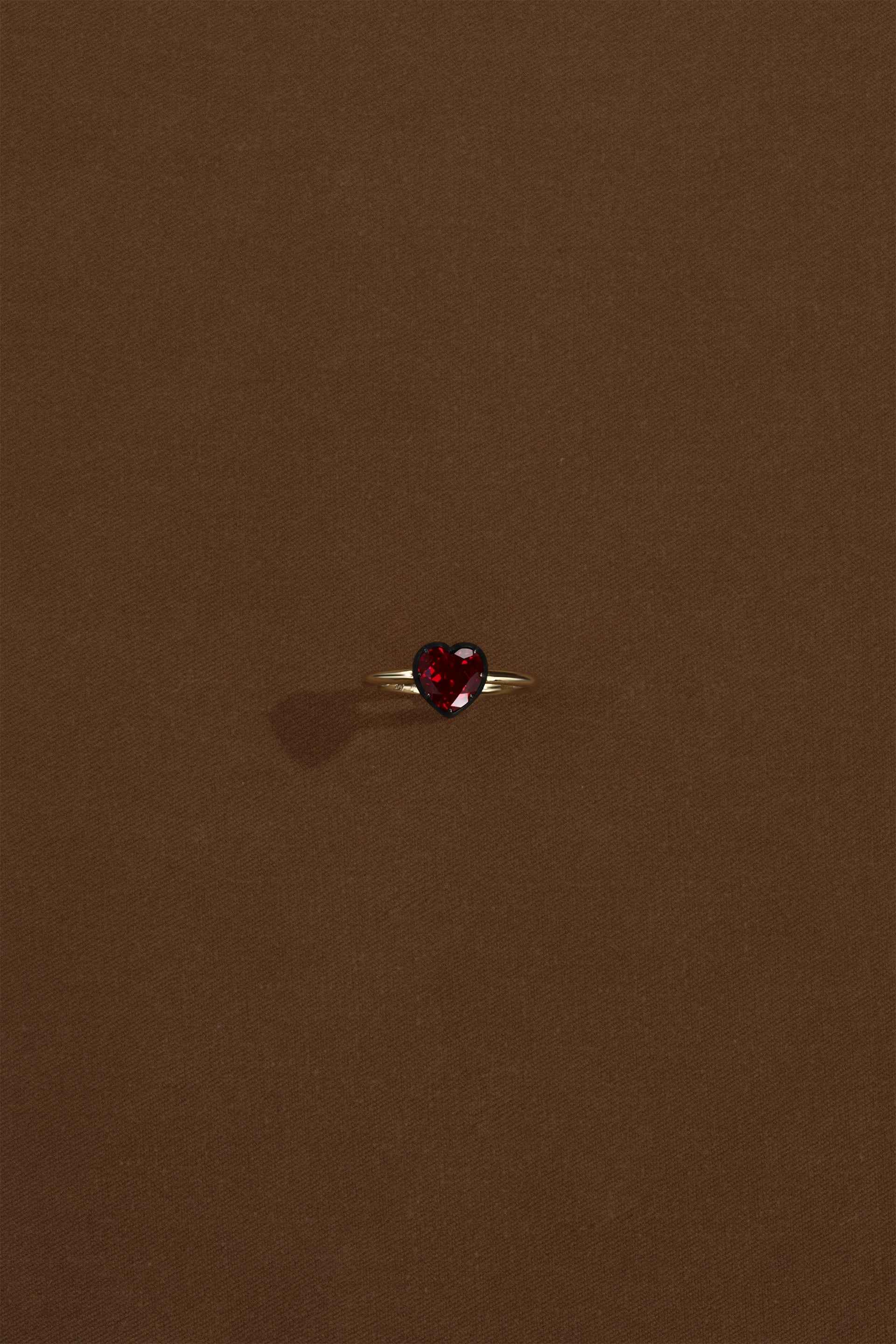“Regency” Two-Tone Heart-shaped Ruby Rose-Back Ring