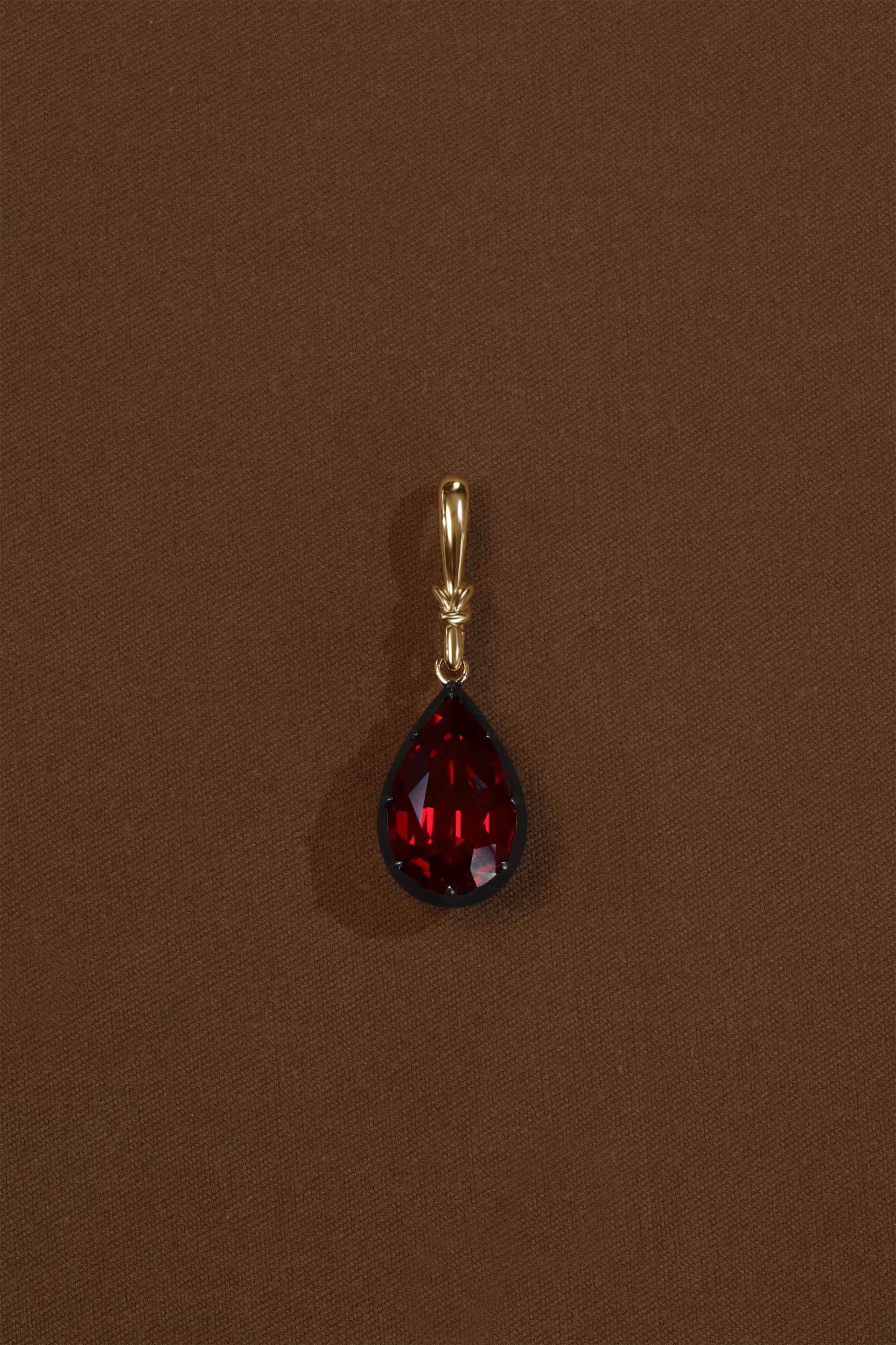 "Silk" Rose-Back Ruby Pear Pendant Necklace