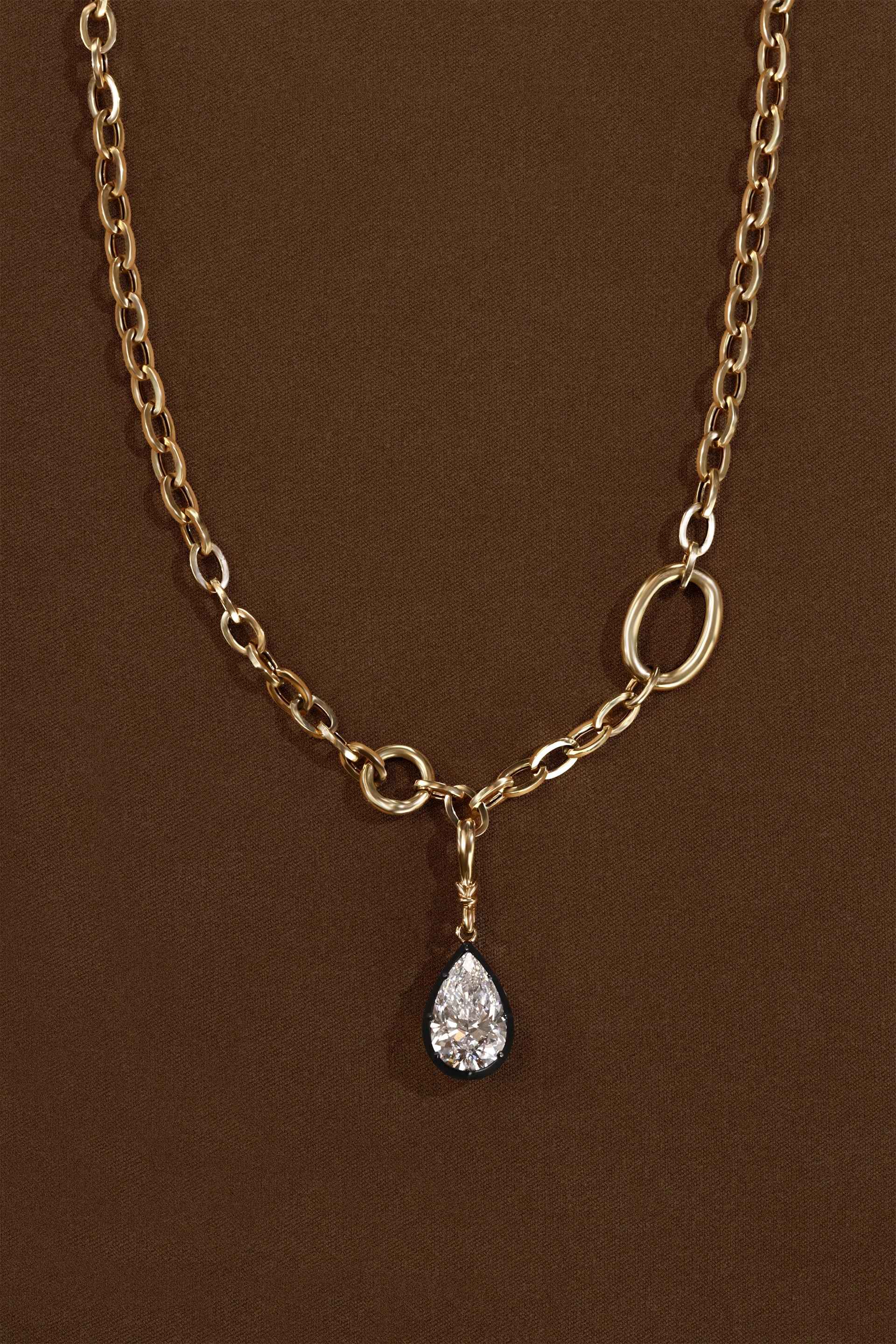 "Silk" Rose-Back Pear Diamond Pendant Necklace