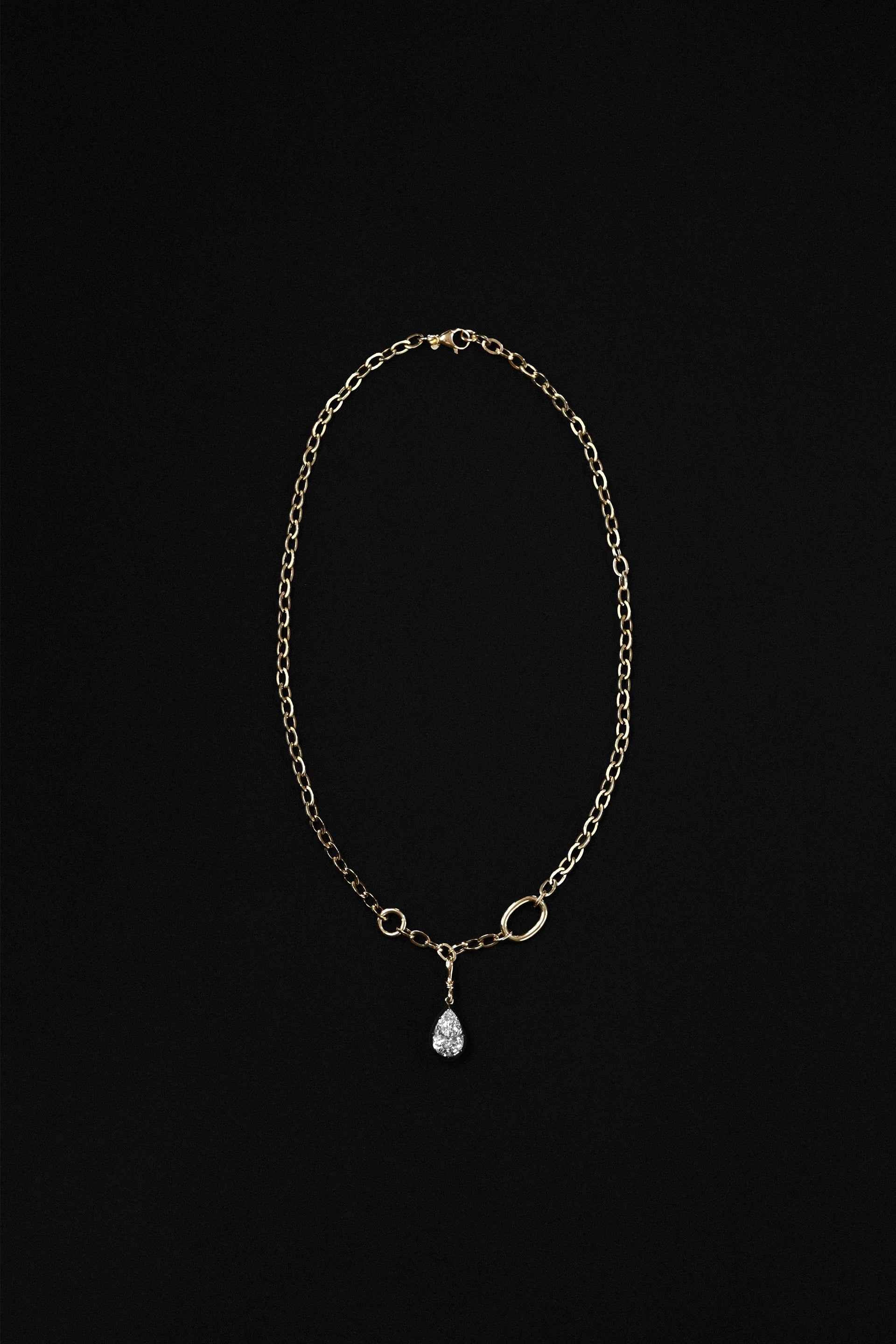 "Silk" Rose-Back Pear Diamond Pendant Necklace