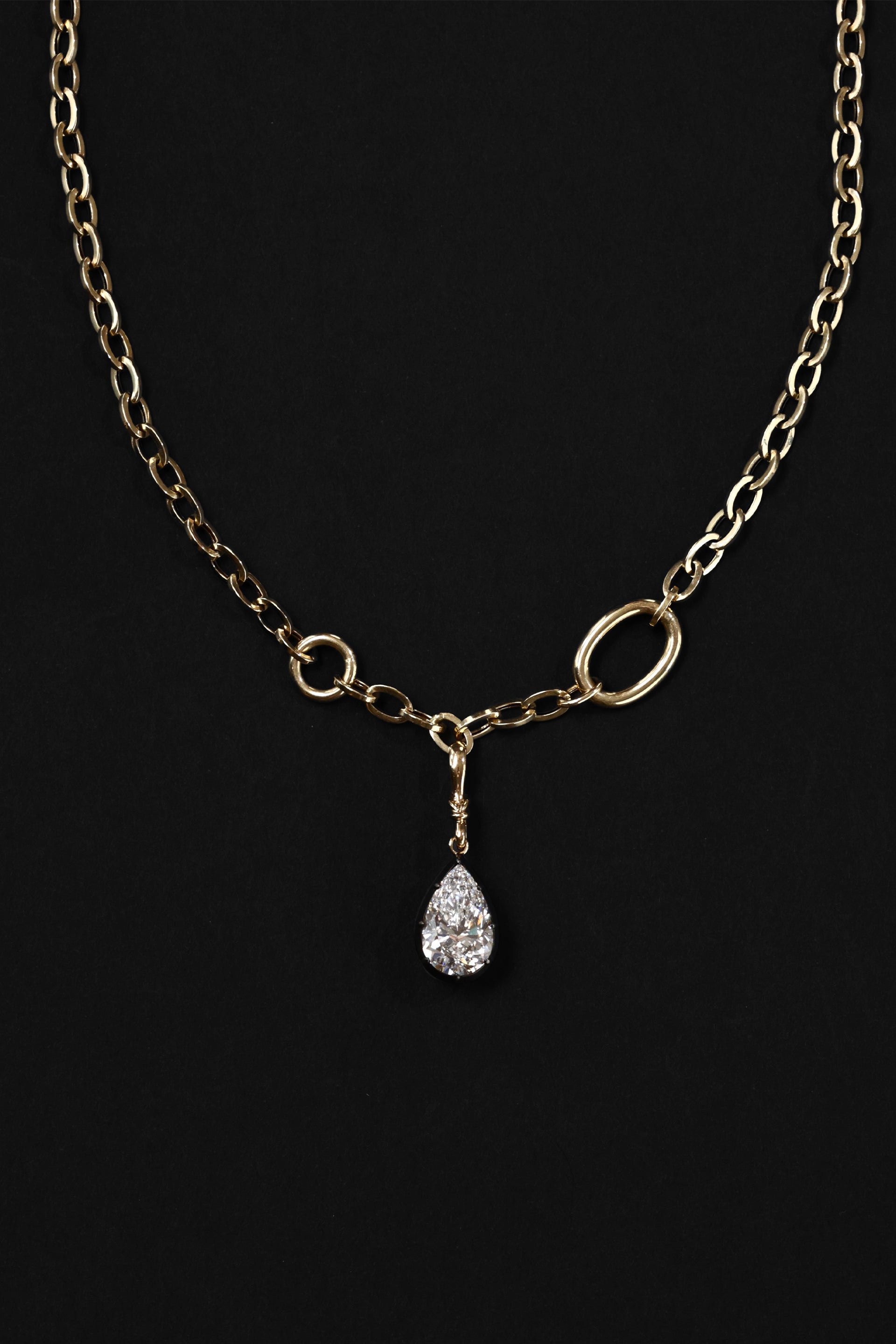 "Silk" Rose-Back Pear Diamond Pendant Necklace