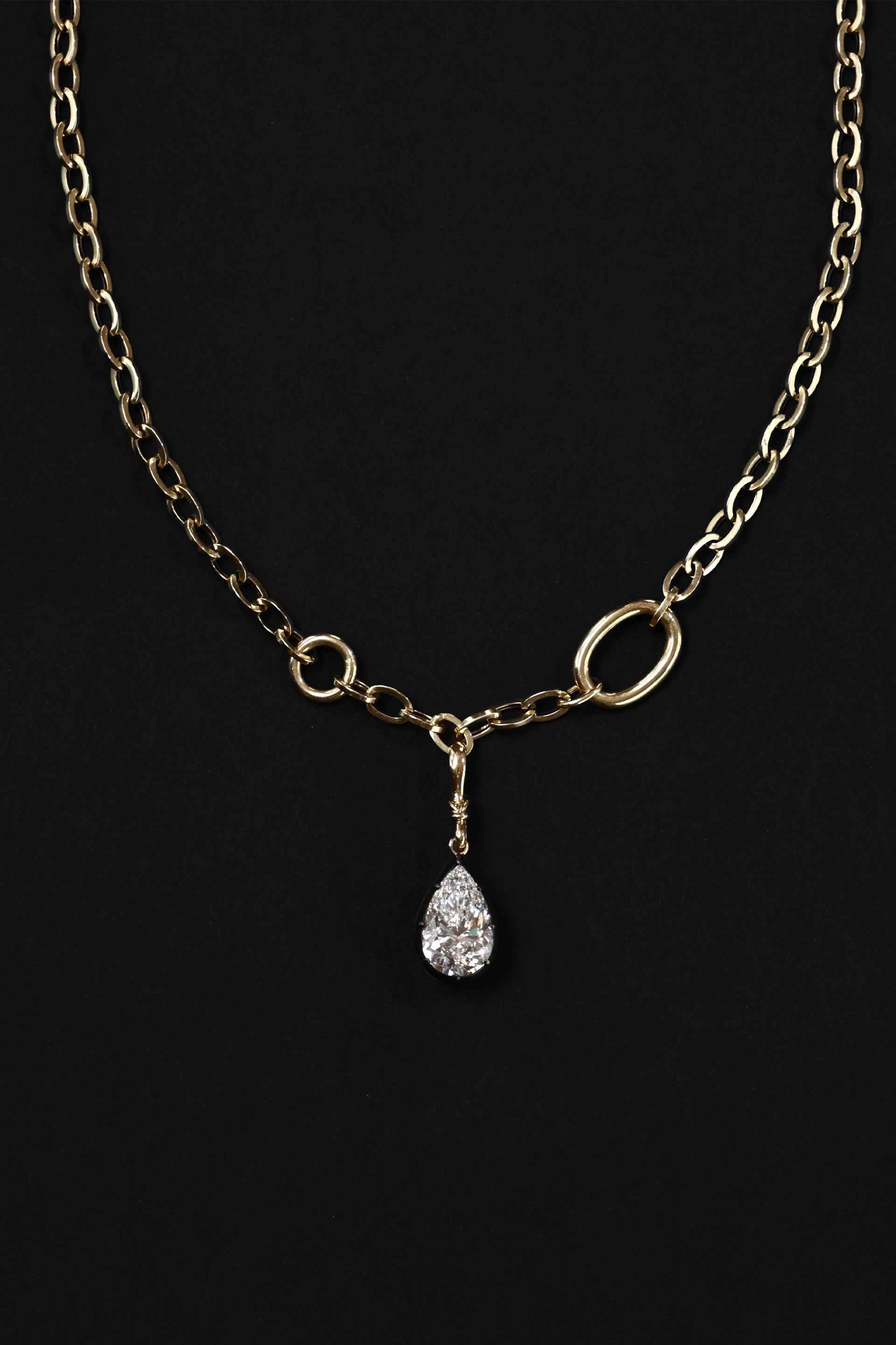 "Silk" Rose-Back Pear Diamond Pendant Necklace