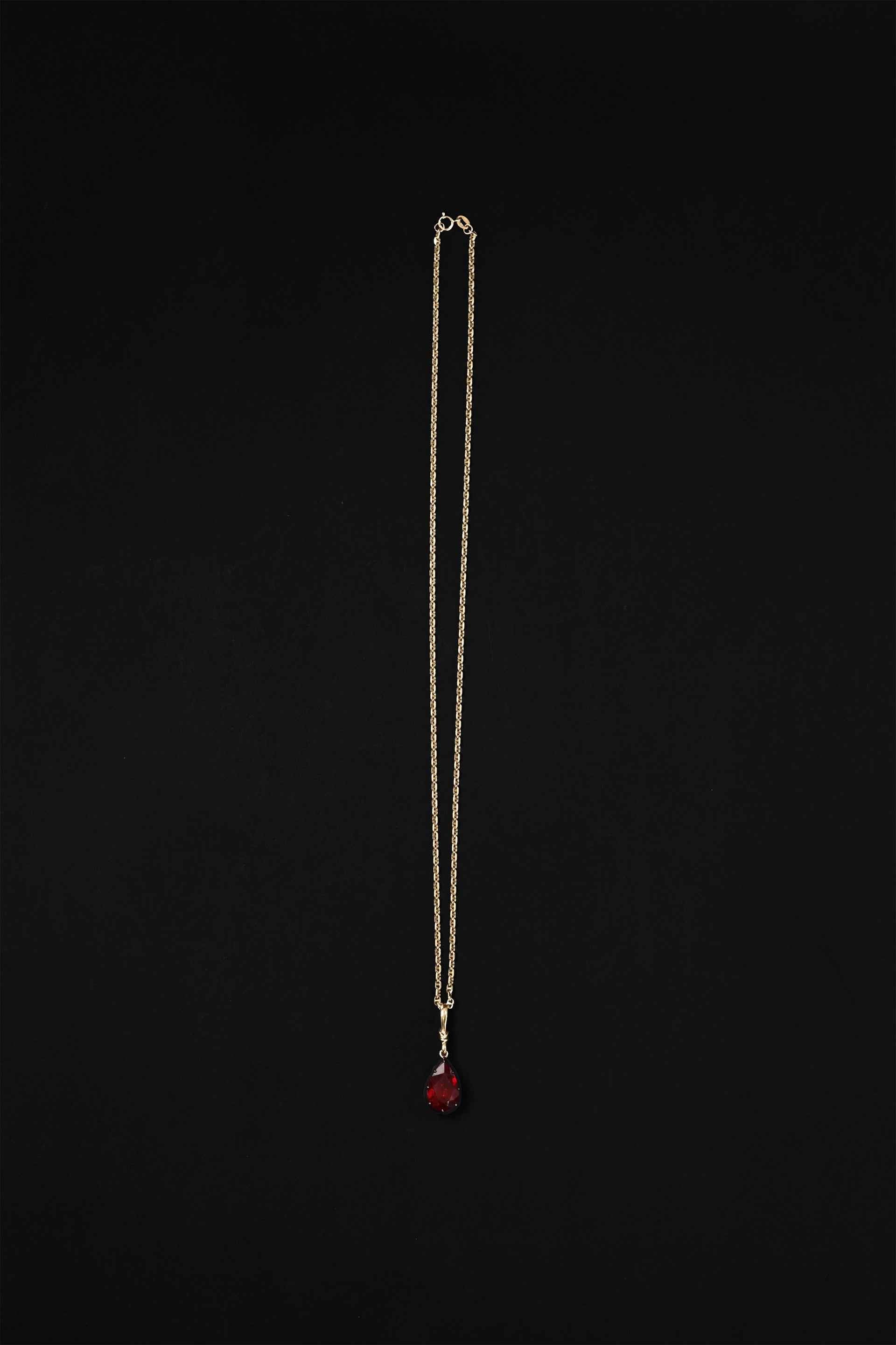 "Silk" Rose-Back Ruby Pear Pendant Necklace