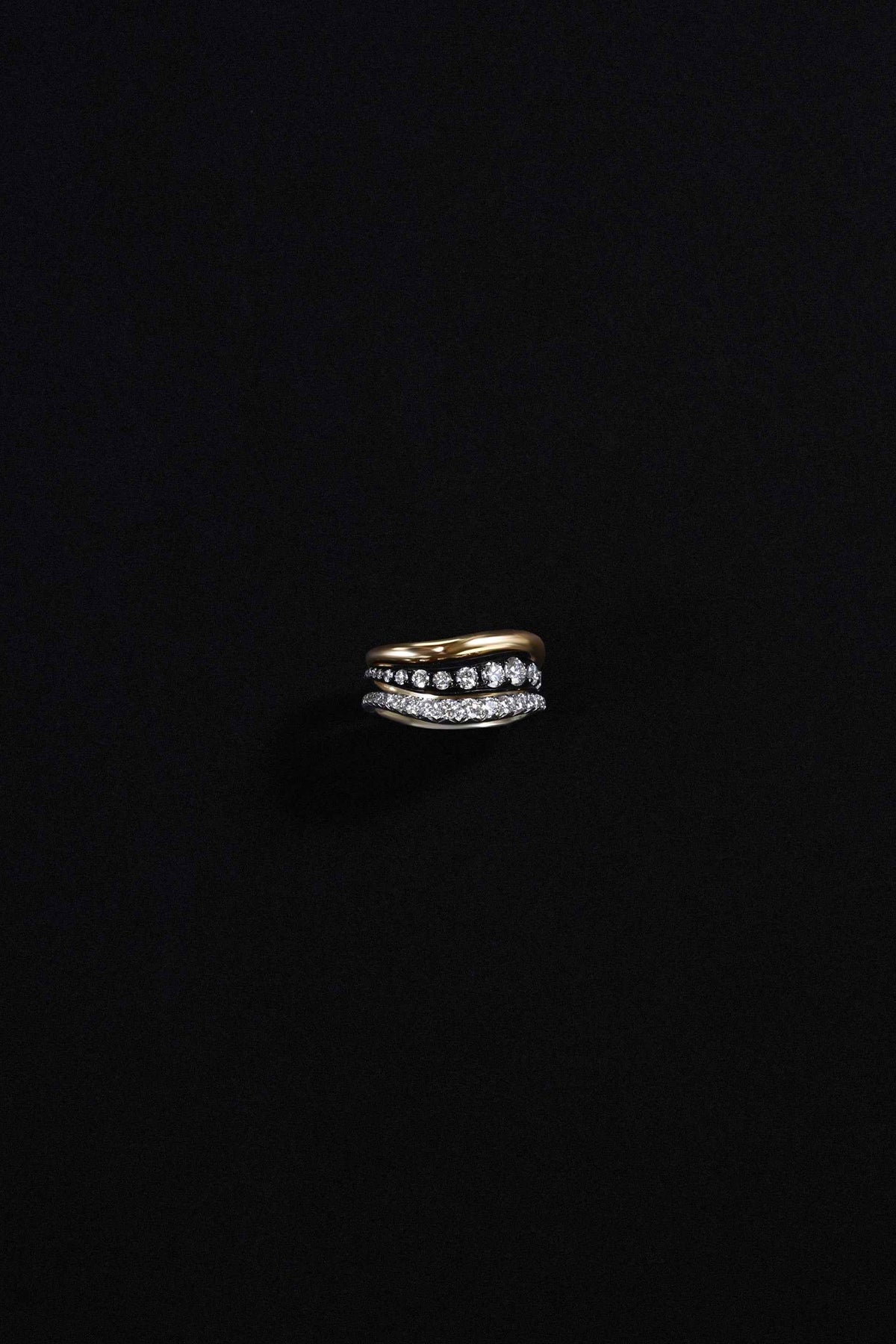 "Siren" Two-Tone High-low Tide Stacked Diamond Rings (Trio)