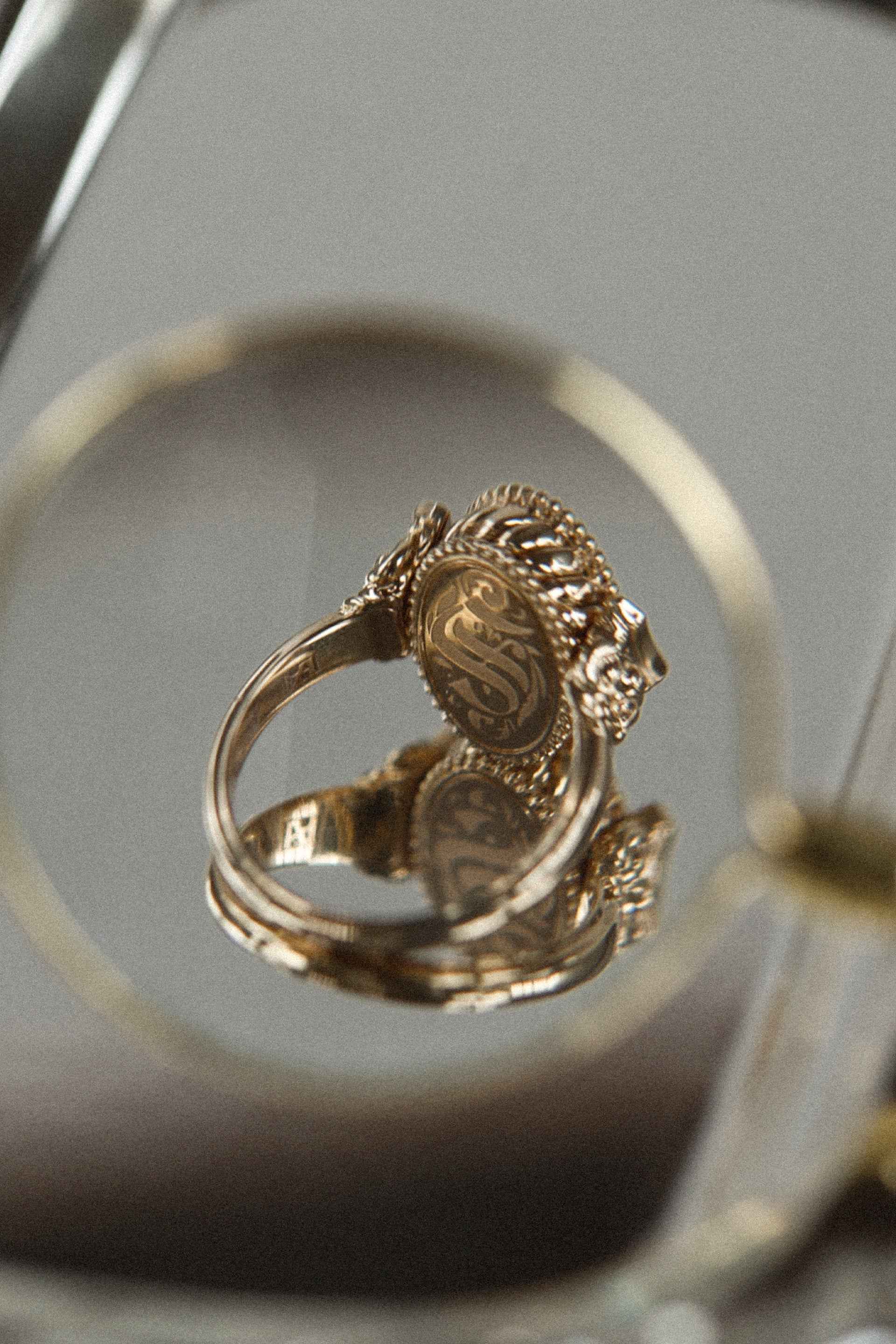 “Regency” Emerald Silver Duality Signet Ring