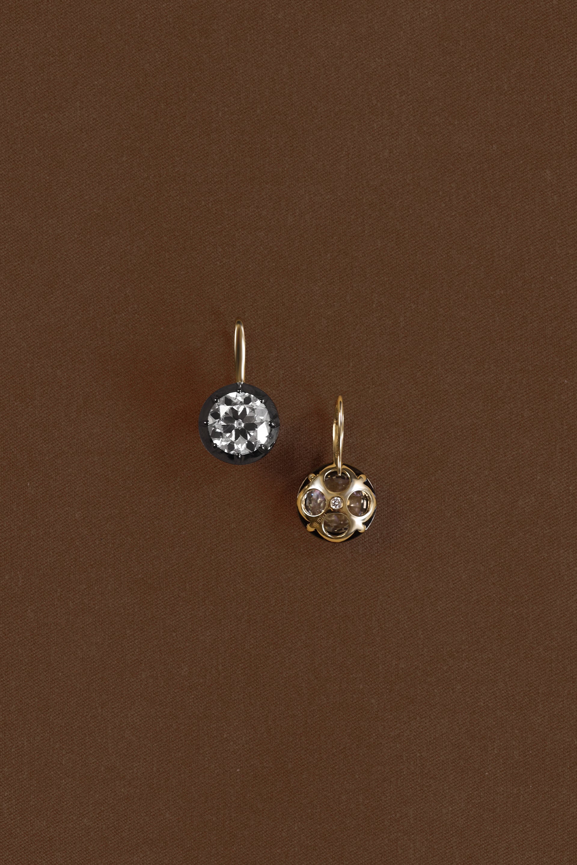 “Regency” Two-Tone Round (3ct each) Rose-Back Diamond Studs