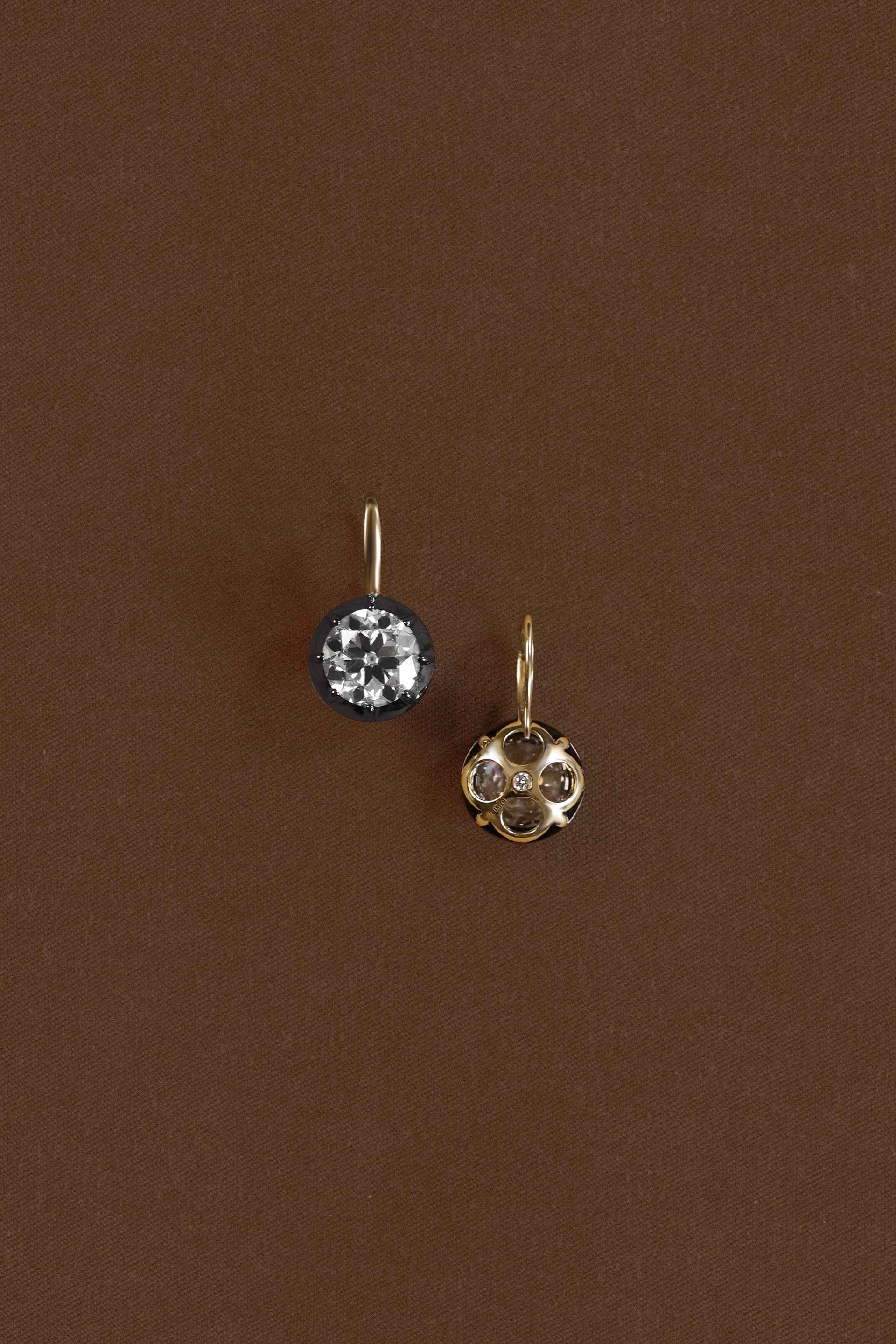 “Regency” Two-Tone Round (3ct each) Rose-Back Diamond Studs
