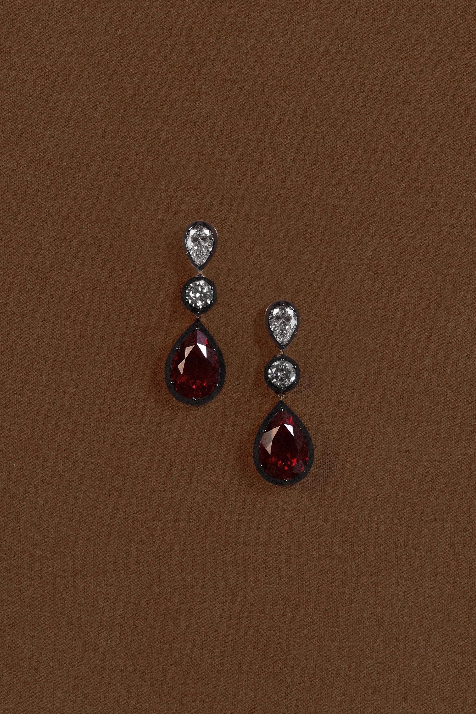 “Regency” Two-Tone Ruby & Diamond Chandelier Earrings