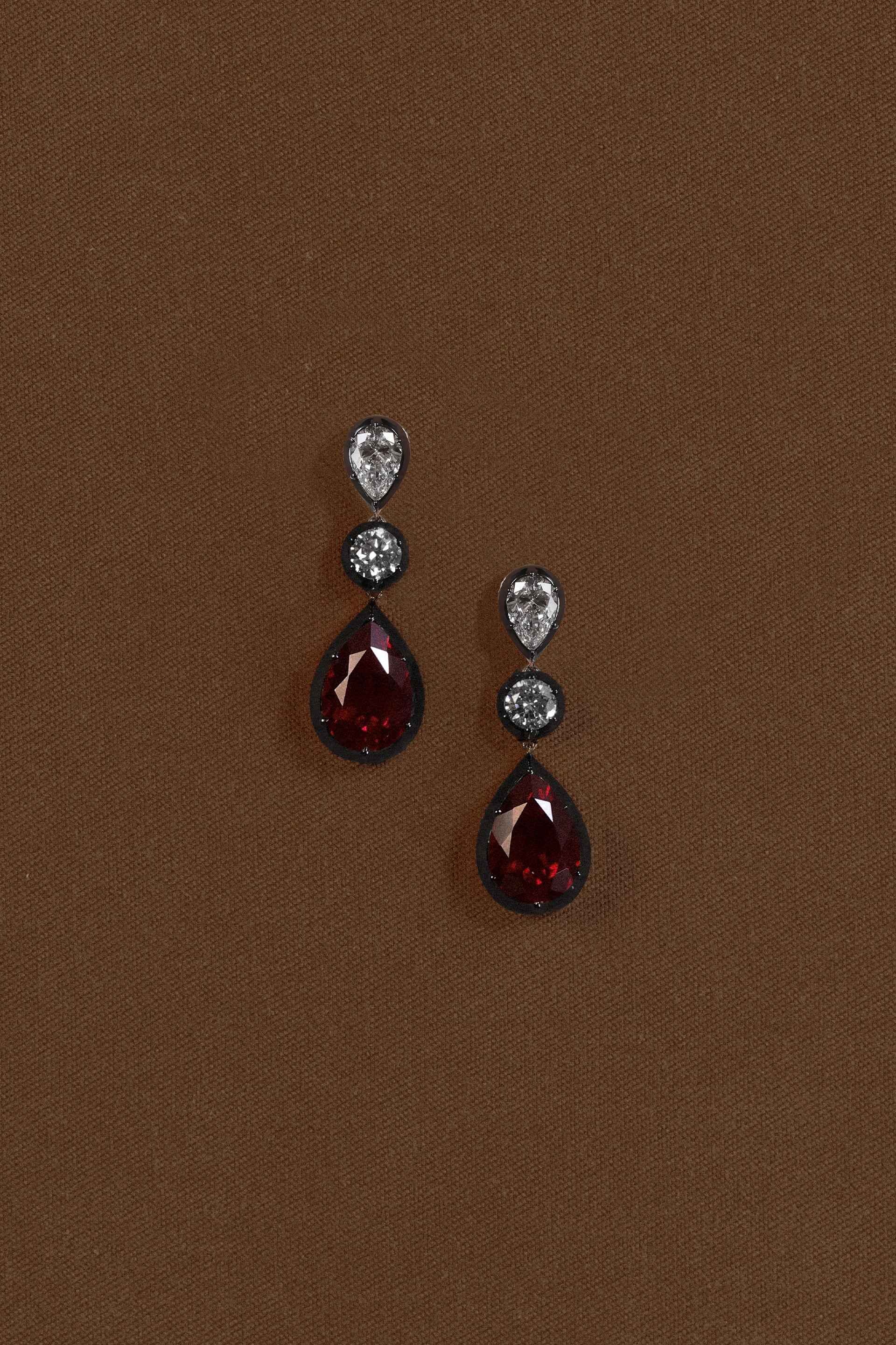 “Regency” Two-Tone Ruby & Diamond Chandelier Earrings