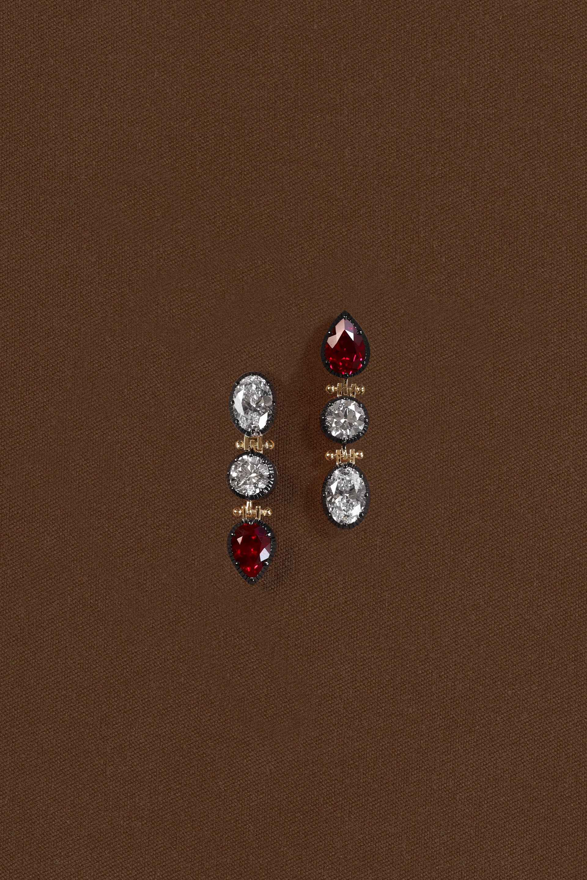“Regency” AB Two-Tone Diamond & Ruby Earrings