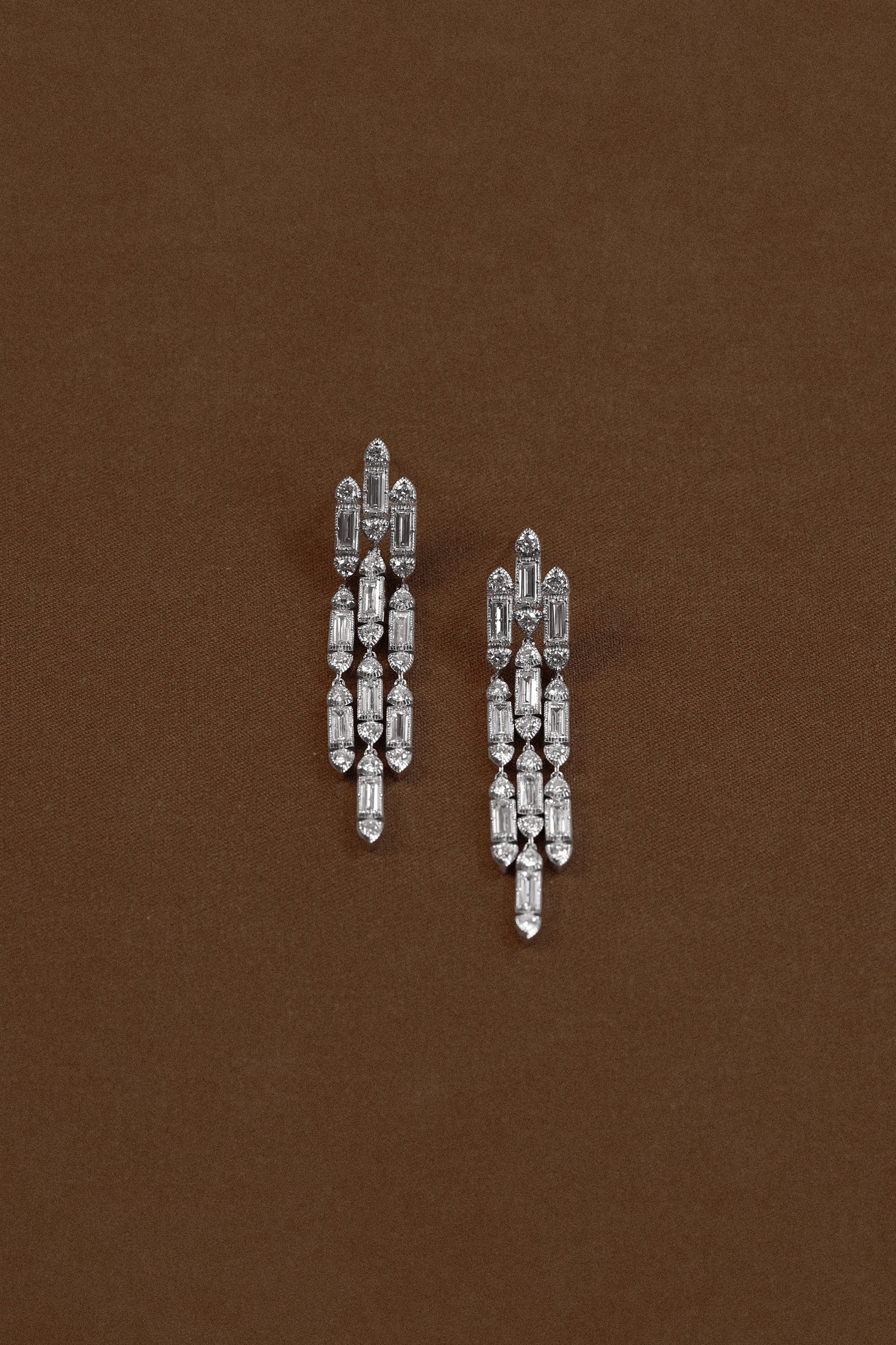 “Regency” Diamond Silver Chandelier Earrings