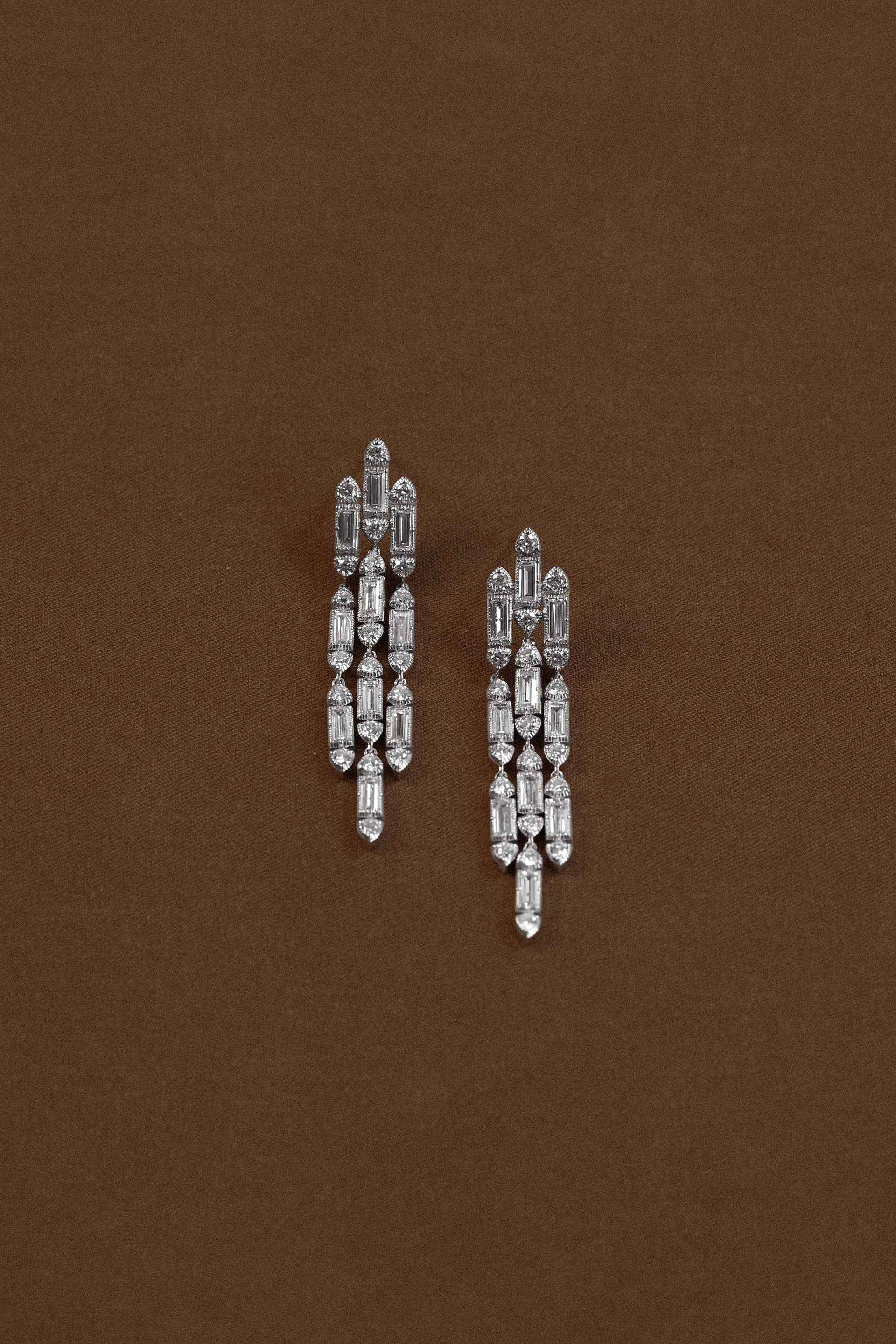 “Regency” Diamond Silver Chandelier Earrings