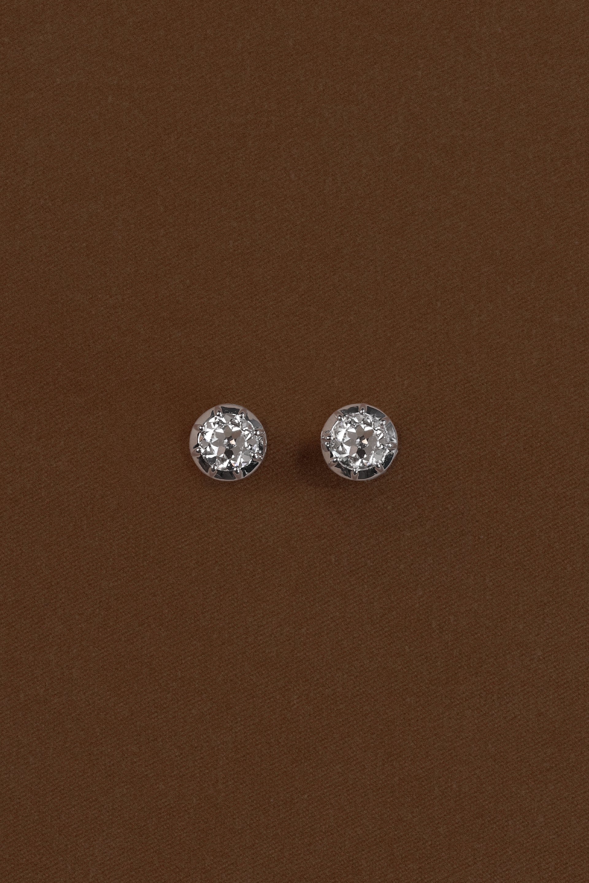 “Regency” Two-Tone Round (1ct) Rose-Back Studs Diamond
