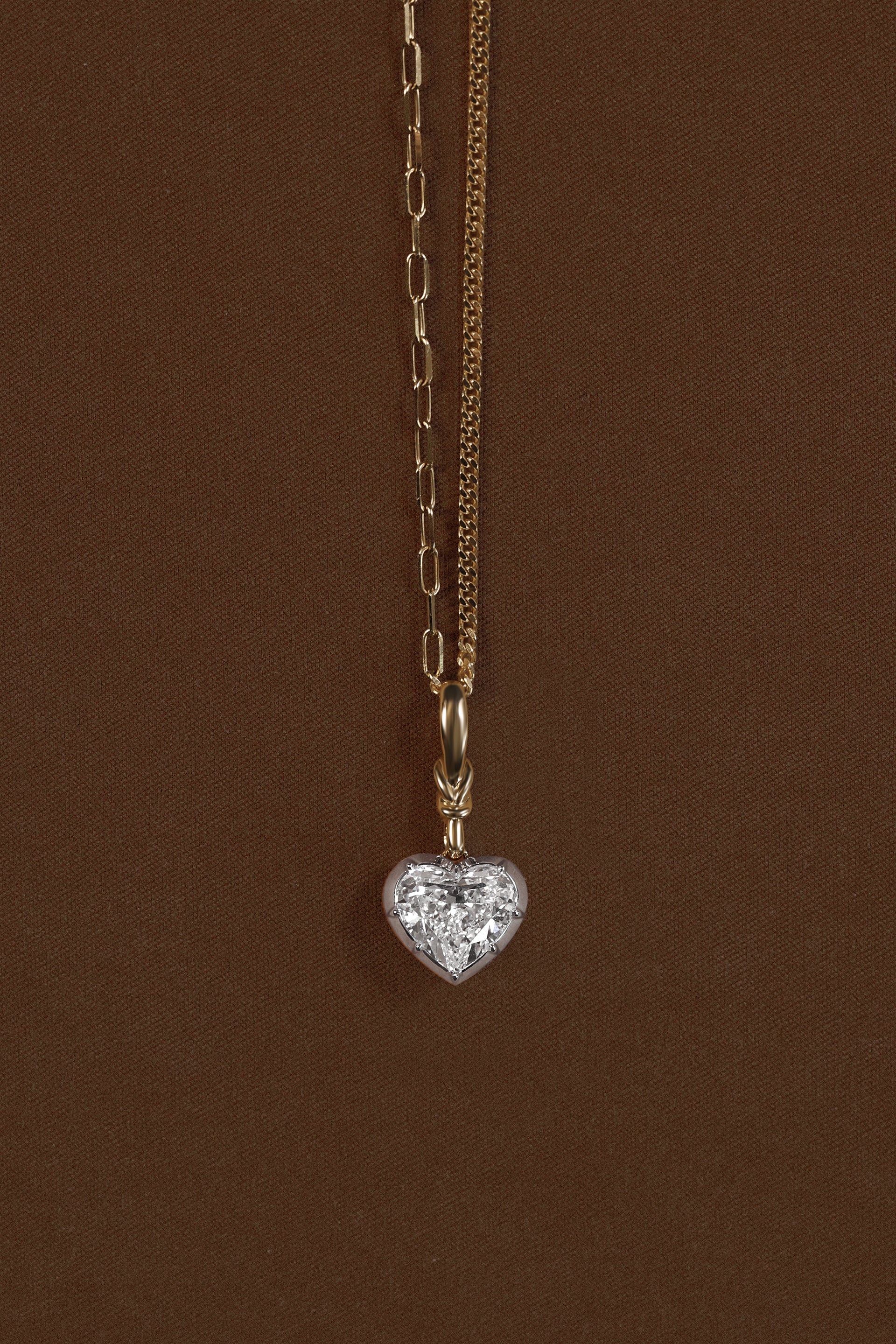 "Silk" Rose-Back Heart Diamond Pendant Necklace