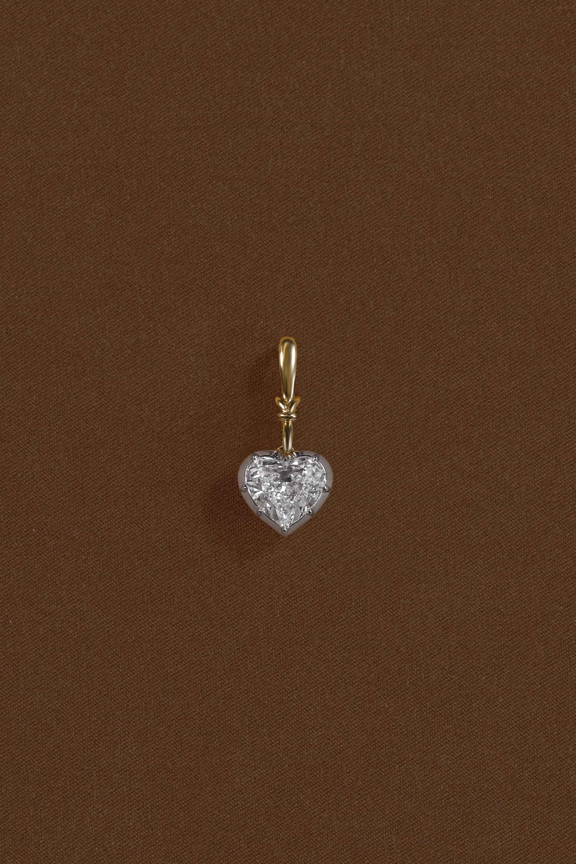 "Silk" Rose-Back Heart Diamond Pendant Necklace