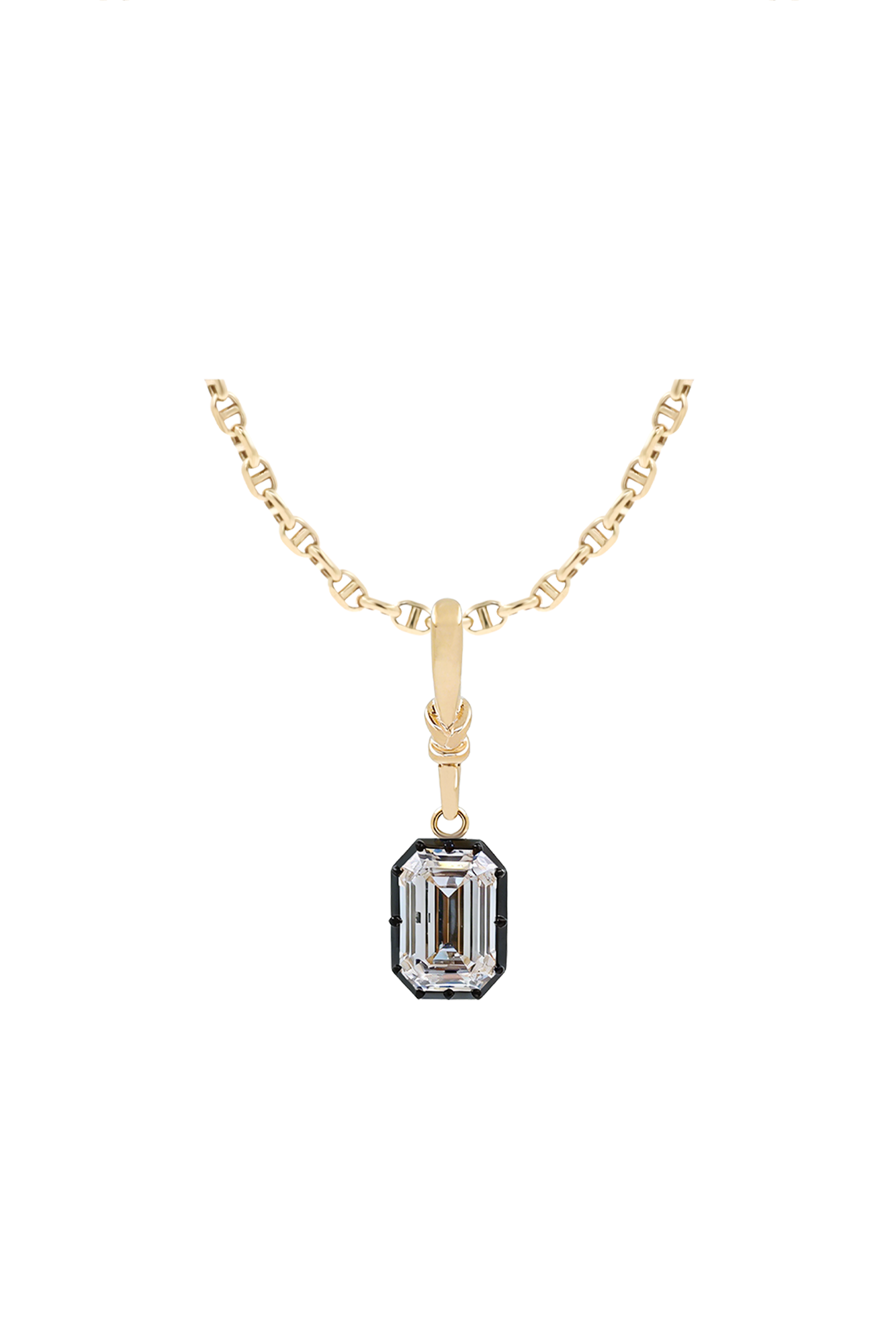 "Silk" Rose-Back Emearld Diamond Pendant Necklace