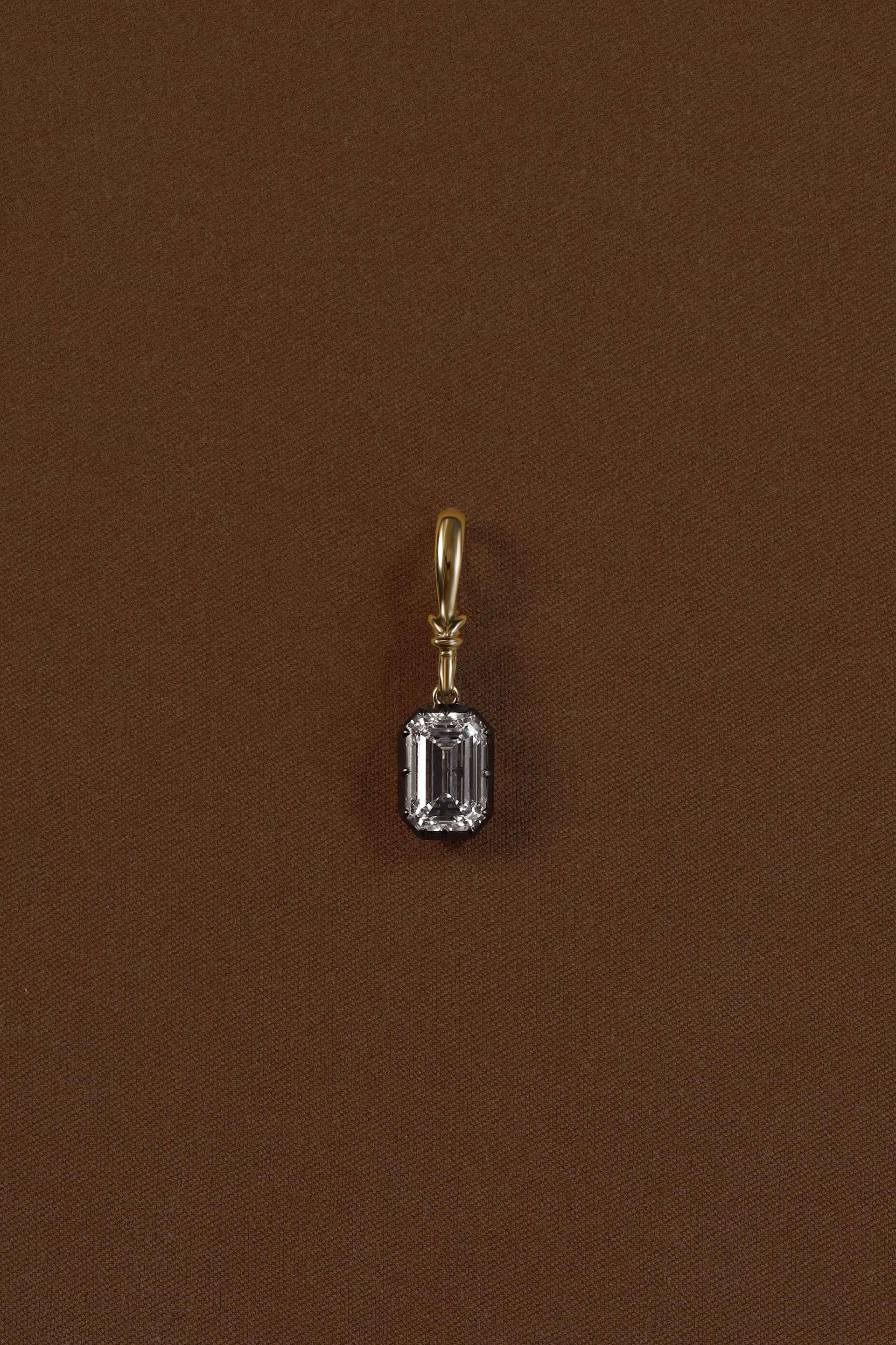 "Silk" Rose-Back Emearld Diamond Pendant Necklace