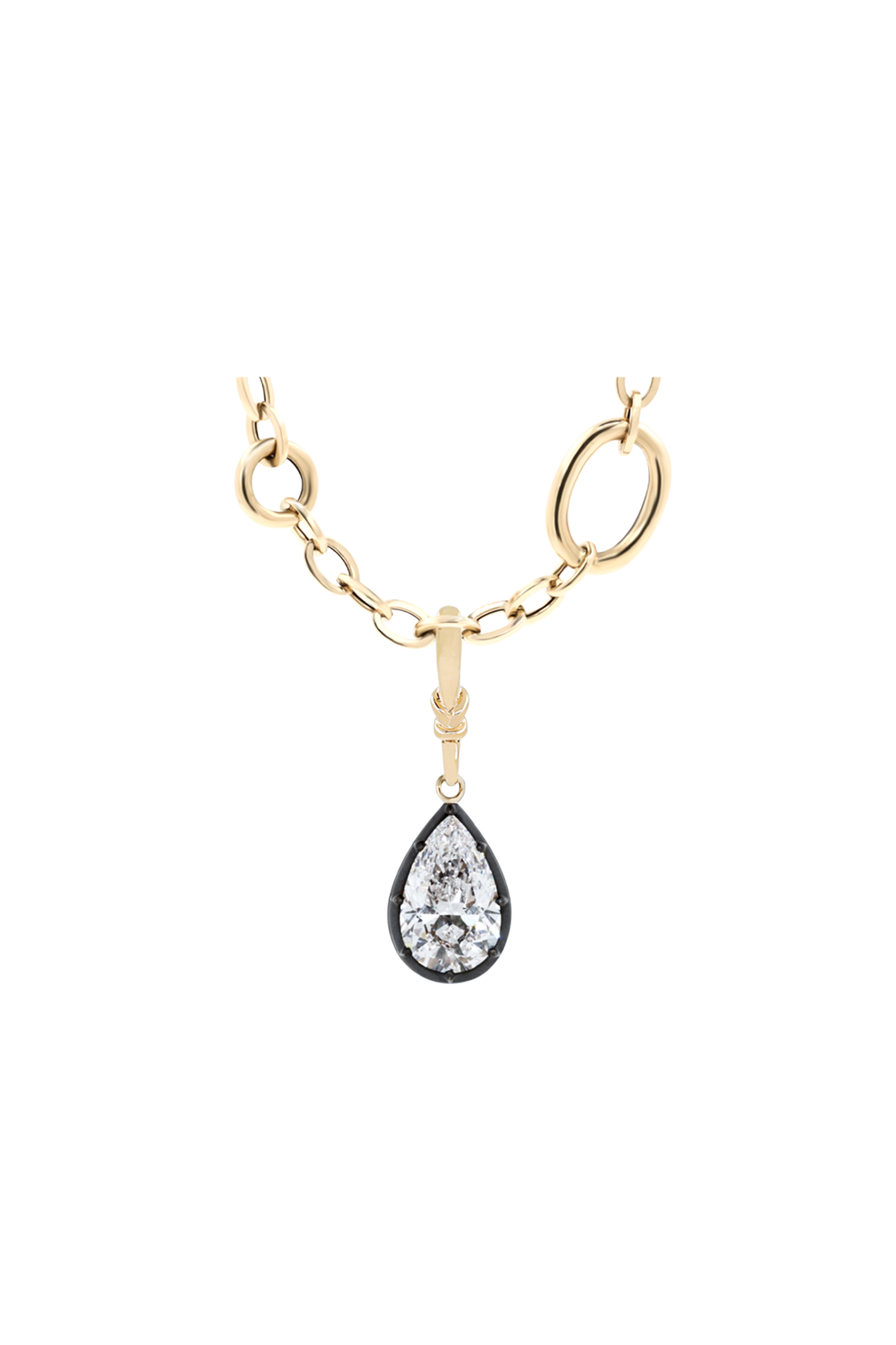"Silk" Rose-Back Pear Diamond Pendant Necklace