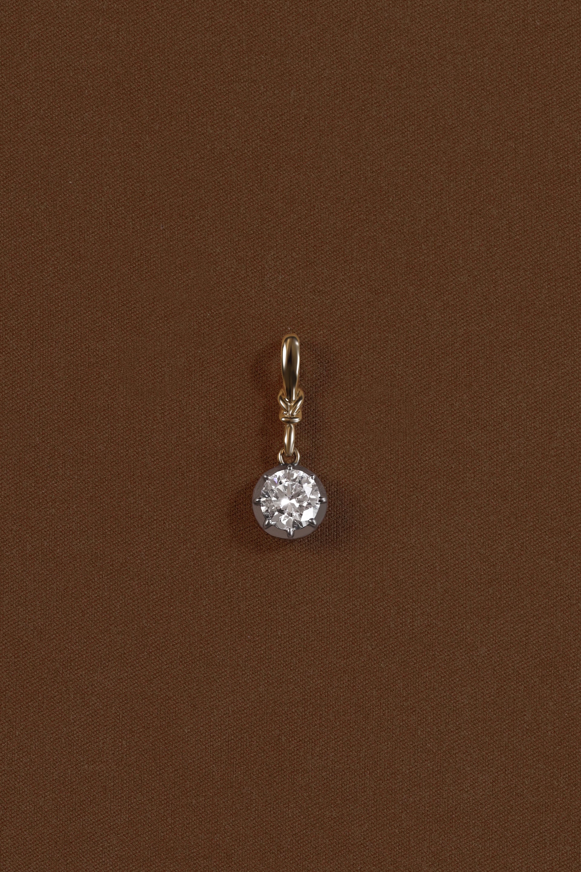 "Silk" Rose-Back Round Diamond Pendant Necklace