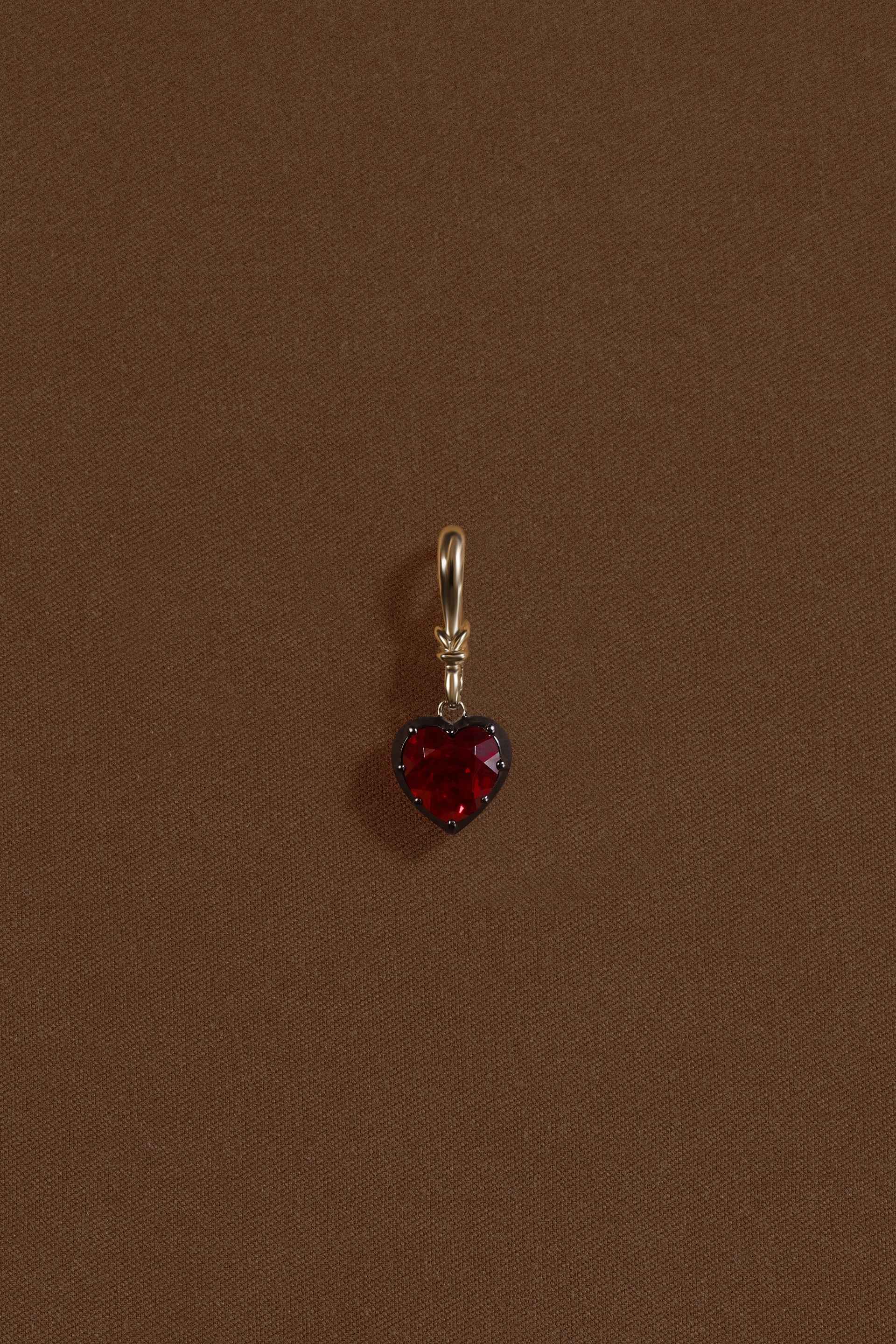 "Silk" Rose-Back Ruby Heart Pendant Necklace