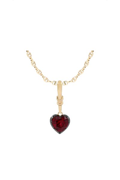 "Silk" Rose-Back Ruby Heart Pendant Necklace
