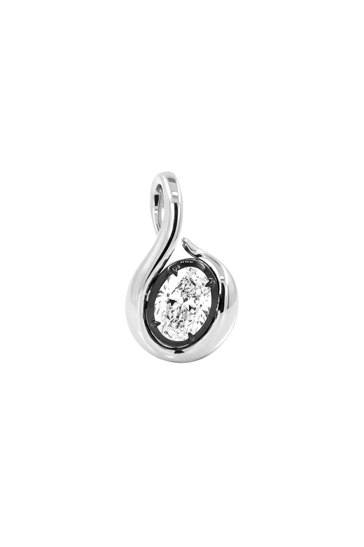 "MFE" Two-Tone Silver Quaver Diamond Pendant Necklace