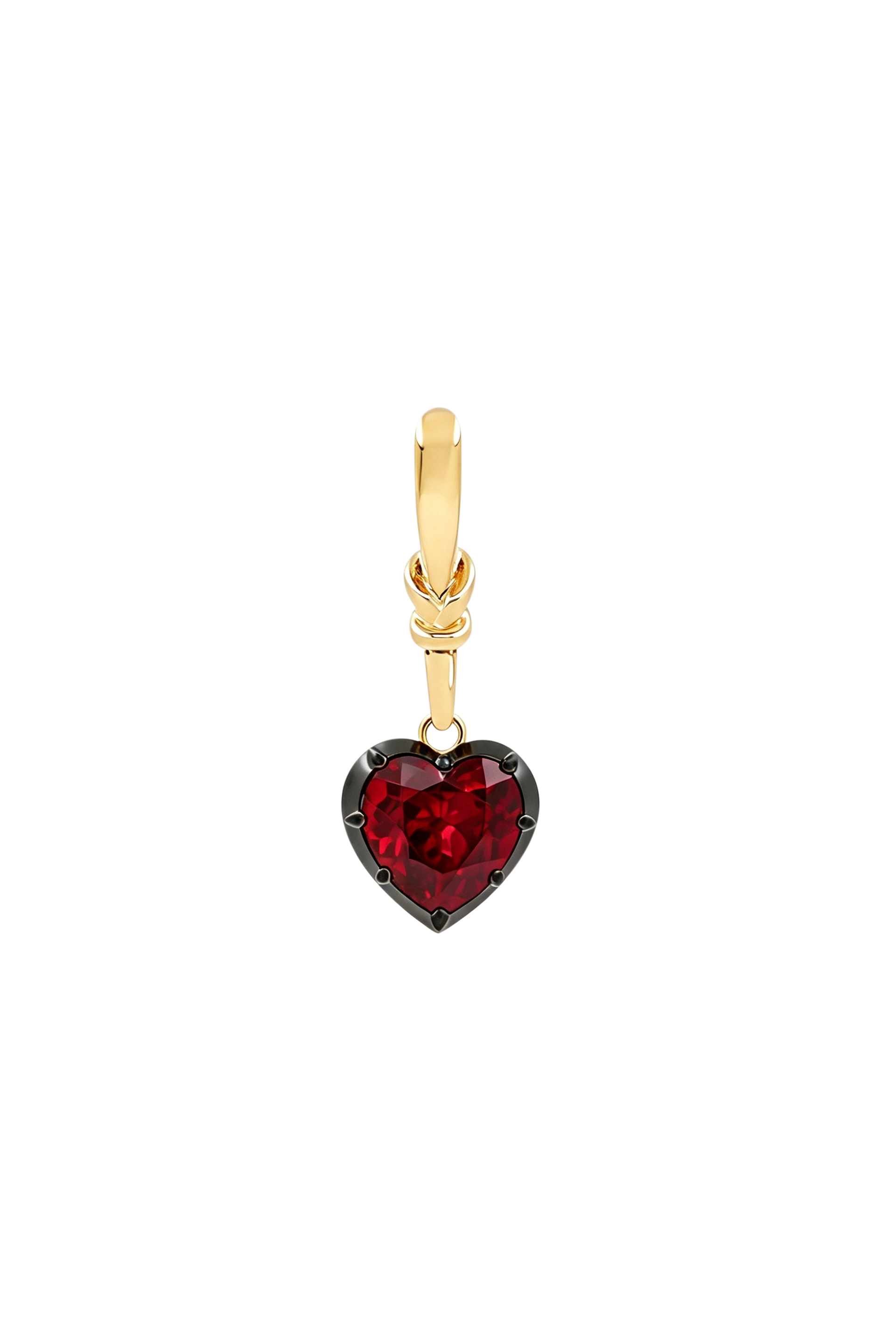 "Silk" Rose-Back Ruby Heart Pendant Necklace